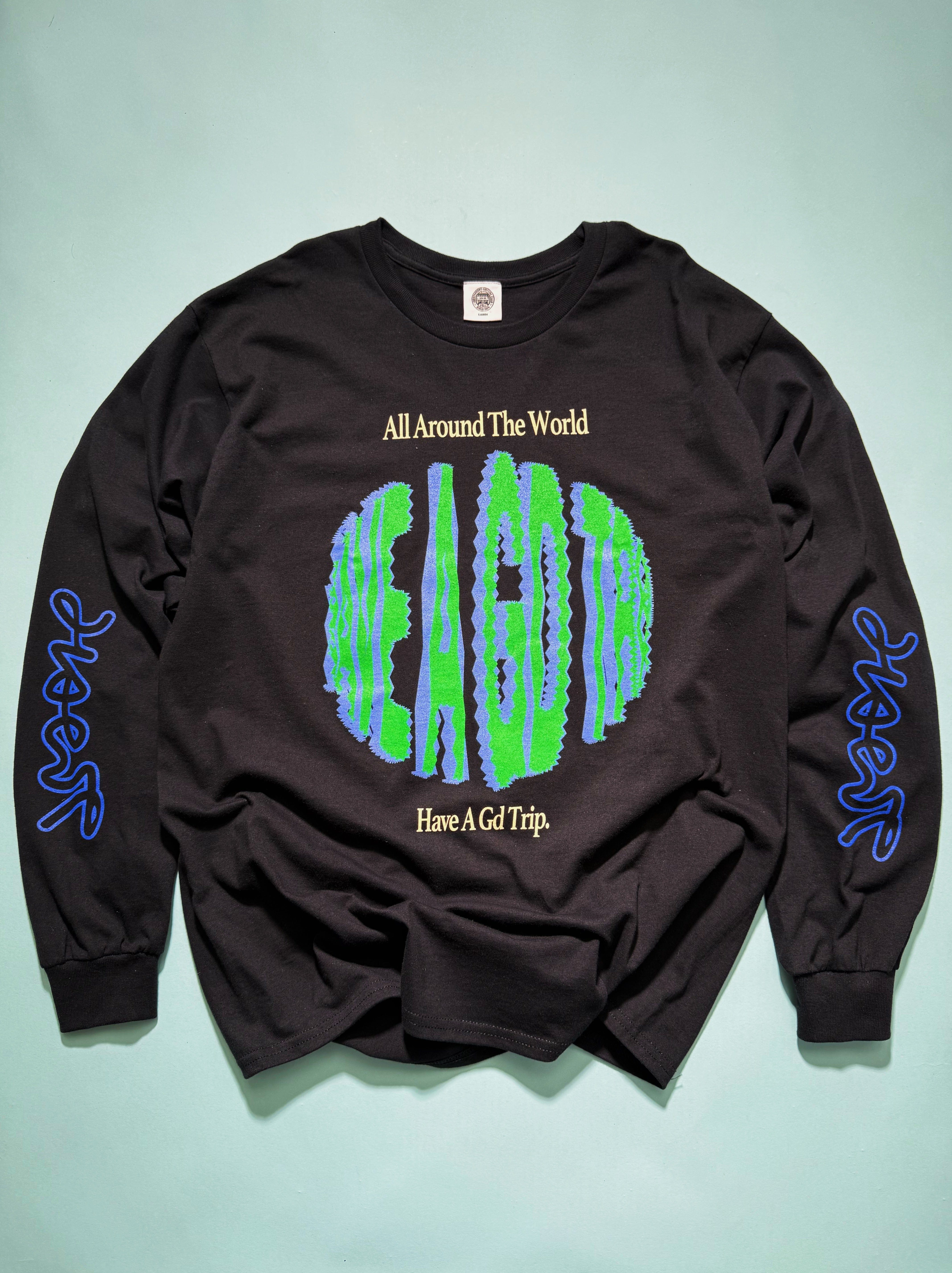 HAVE A GD TRIP 'All Around the World' Vintage Washed Longsleeve Tee - Black