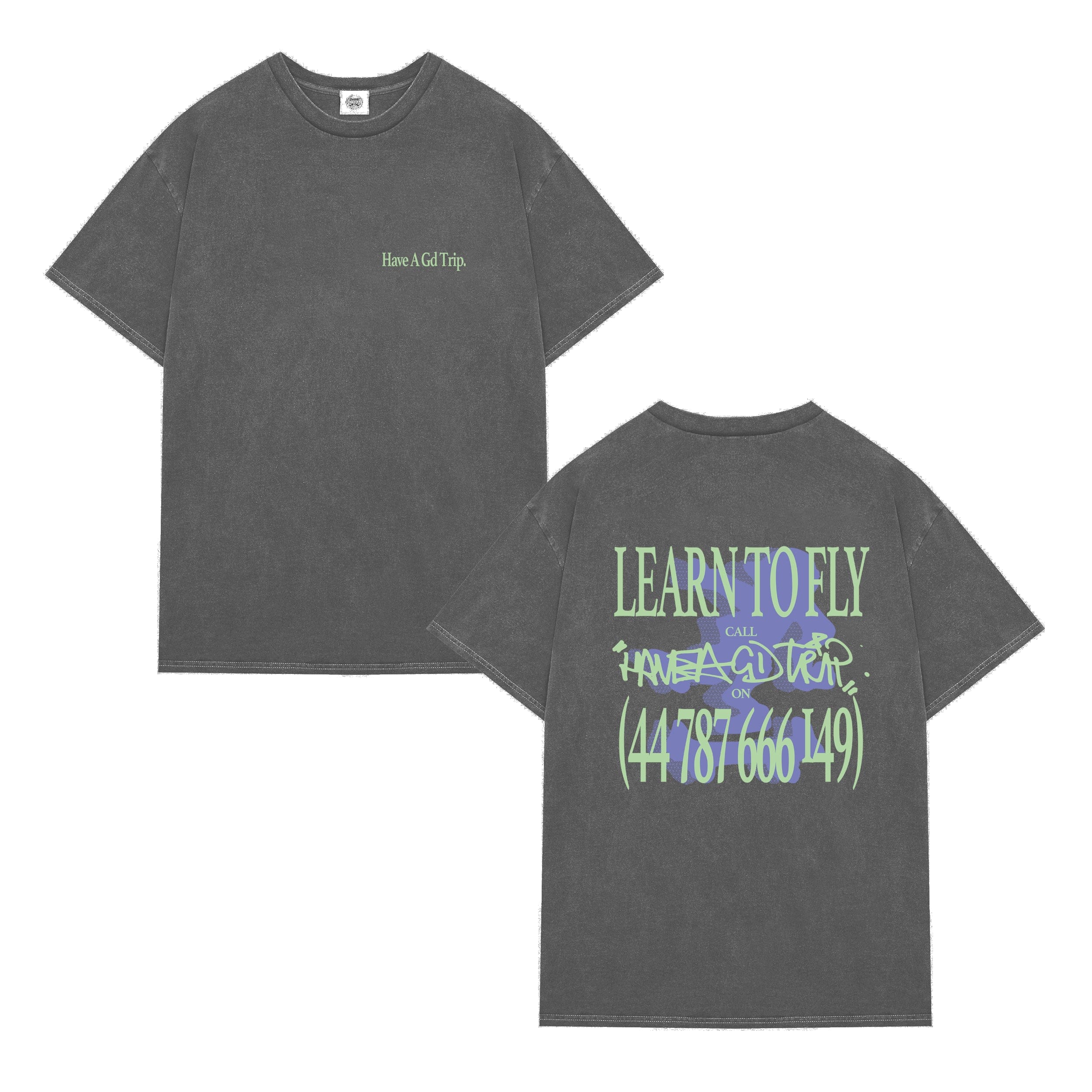 HAVE A GD TRIP 'Learn to Fly' Vintage Washed Tee - Black