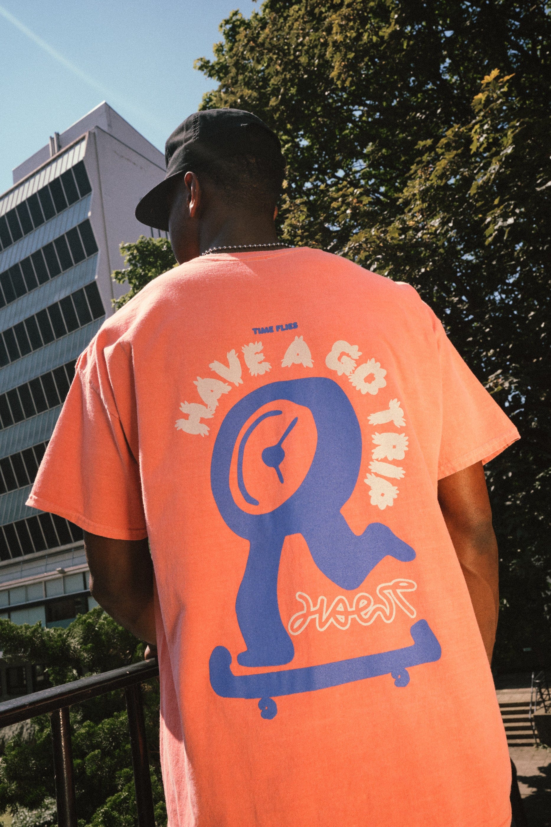 HAVE A GD TRIP 'Time Flies' Vintage Washed Tee - Peach
