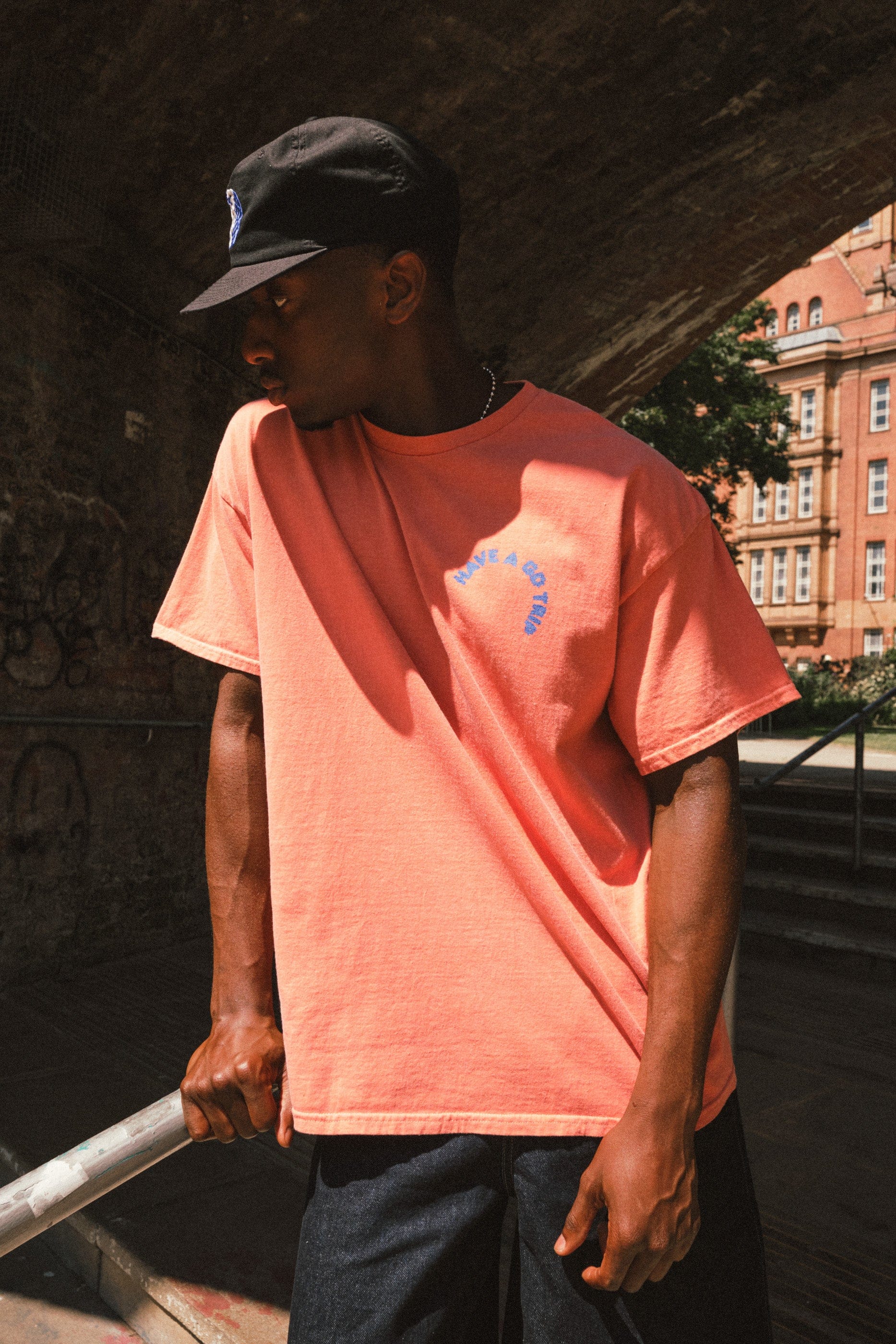 HAVE A GD TRIP 'Time Flies' Vintage Washed Tee - Peach
