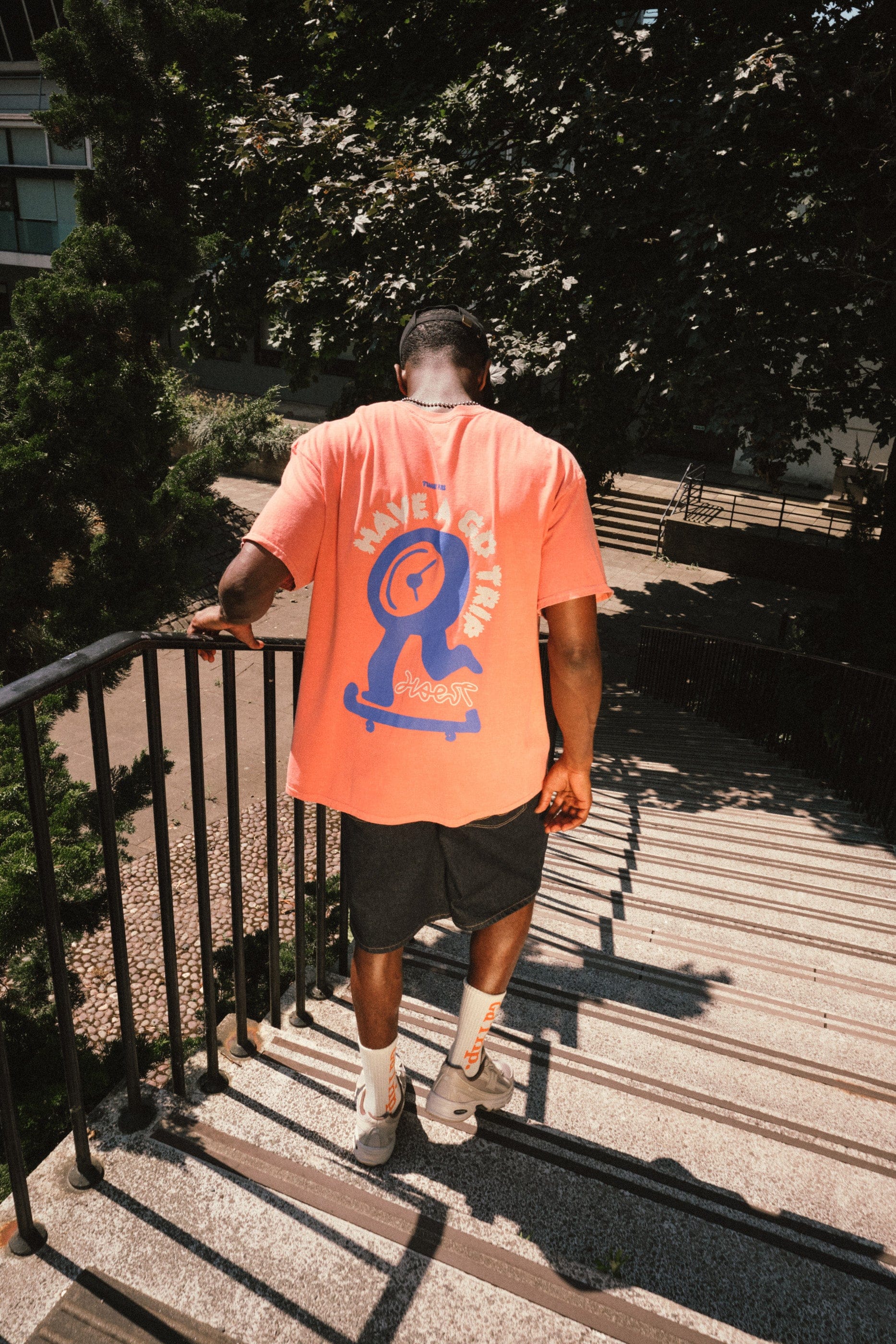 HAVE A GD TRIP 'Time Flies' Vintage Washed Tee - Peach