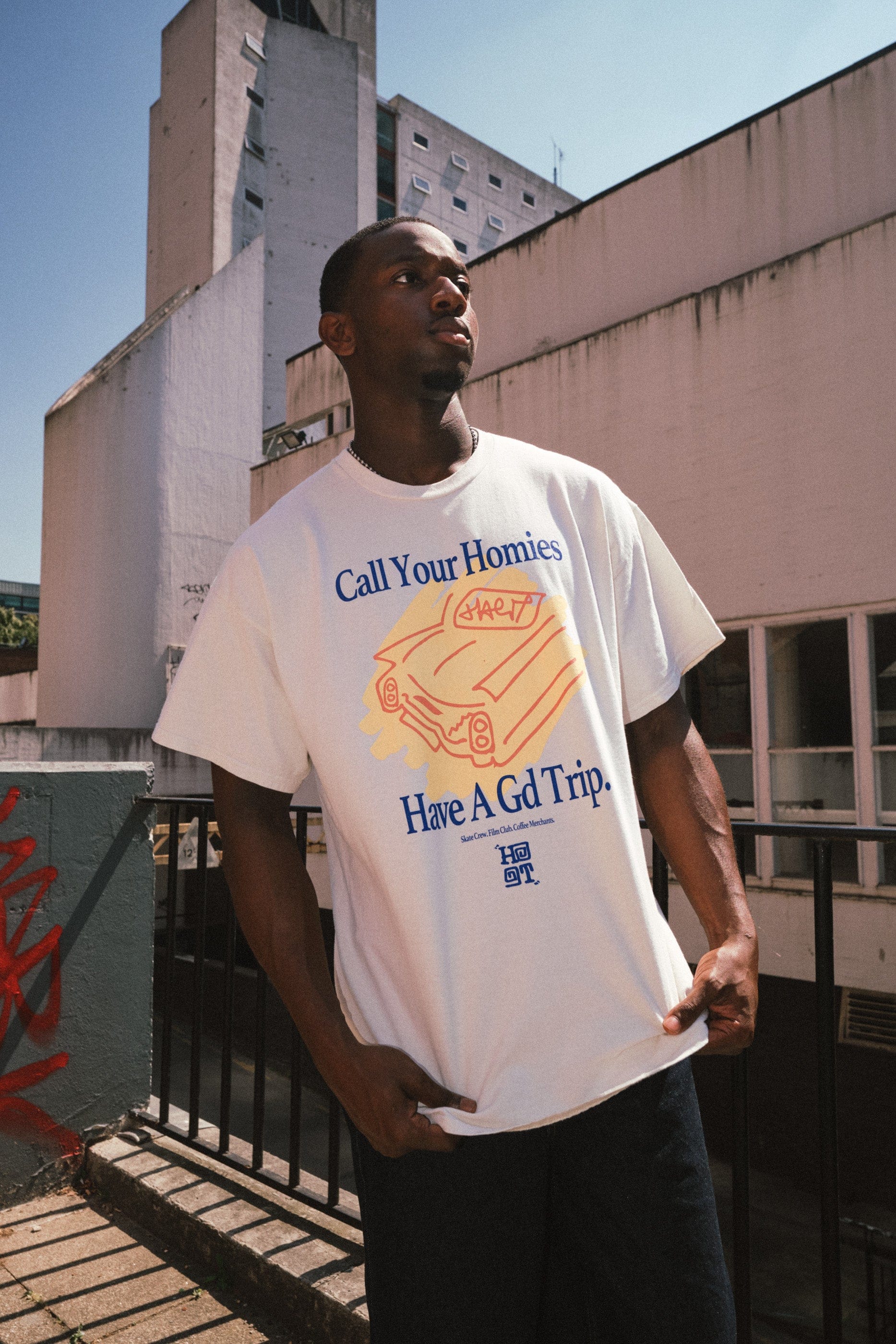 HAVE A GD TRIP 'On The Road' Vintage Washed Tee - Cream