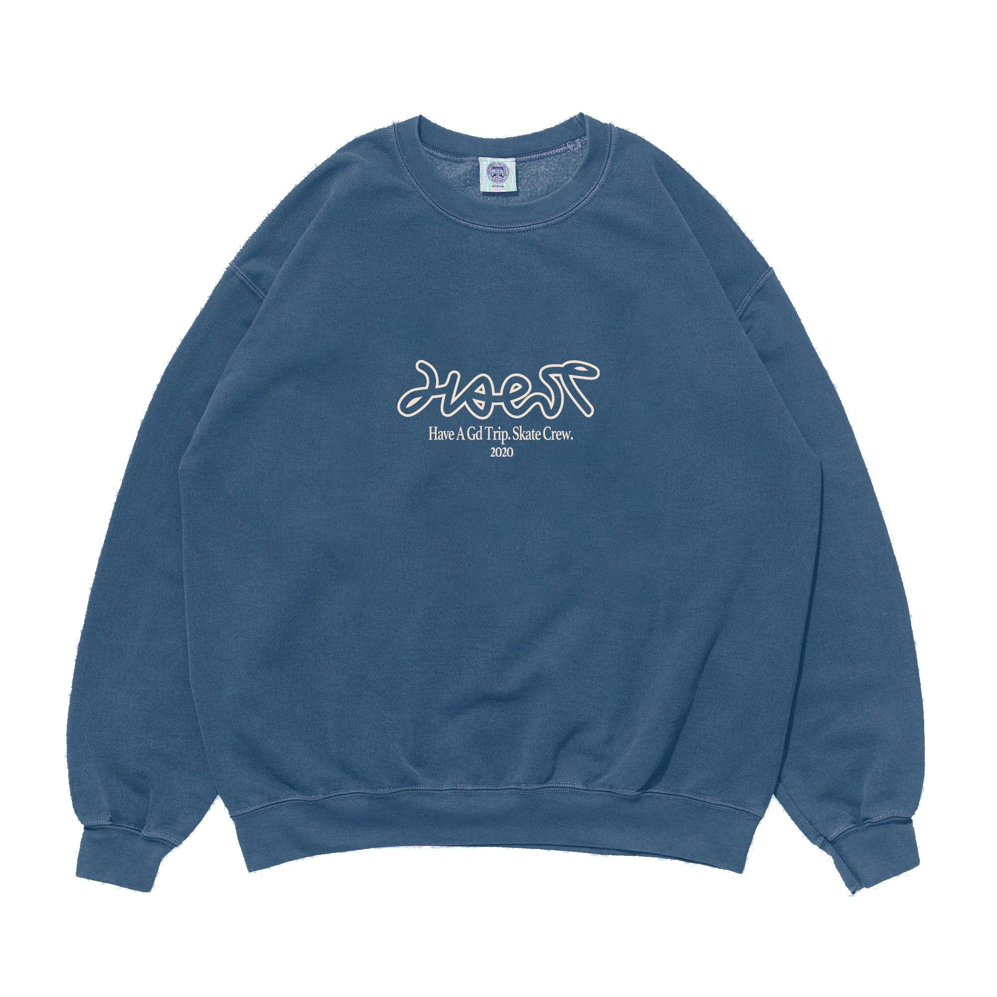 HAVE A GD TRIP 'Gd Crew' Vintage Washed Sweater - Blue