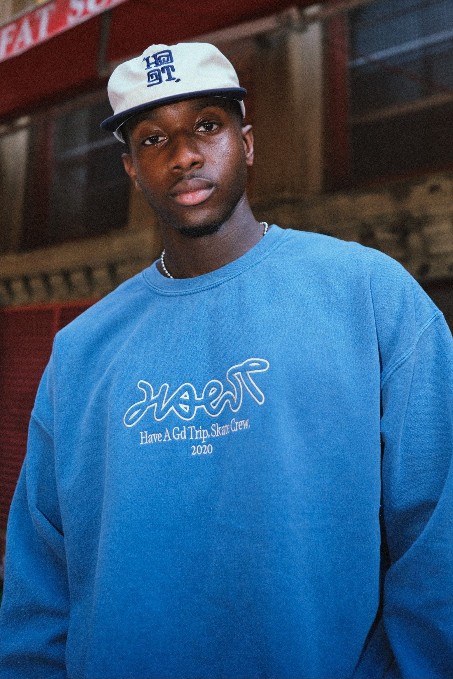 HAVE A GD TRIP 'Gd Crew' Vintage Washed Sweater - Blue