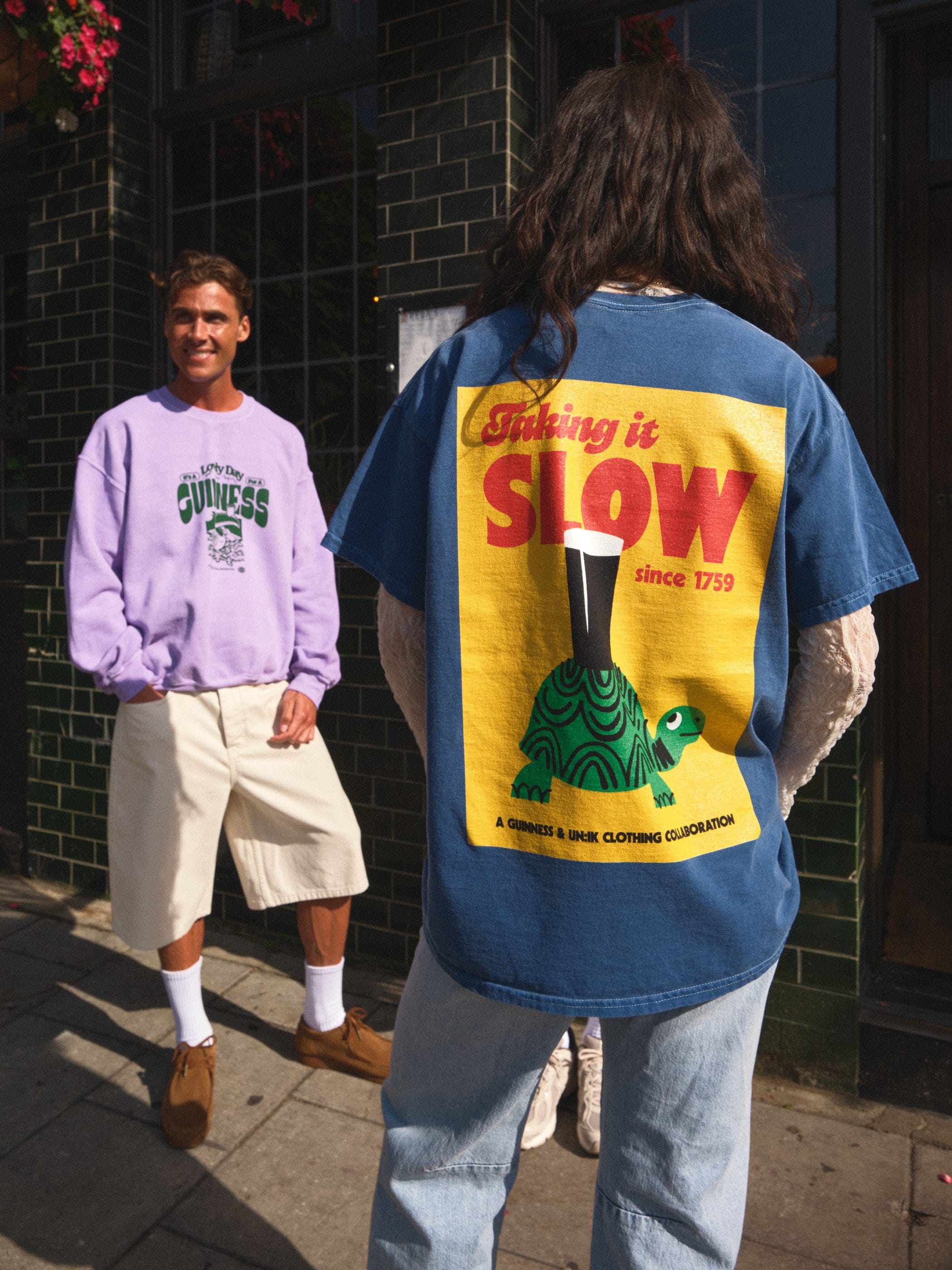 Guinness x UN:IK 'Retro Tortoise Poster' Vintage Washed Tee - Navy
