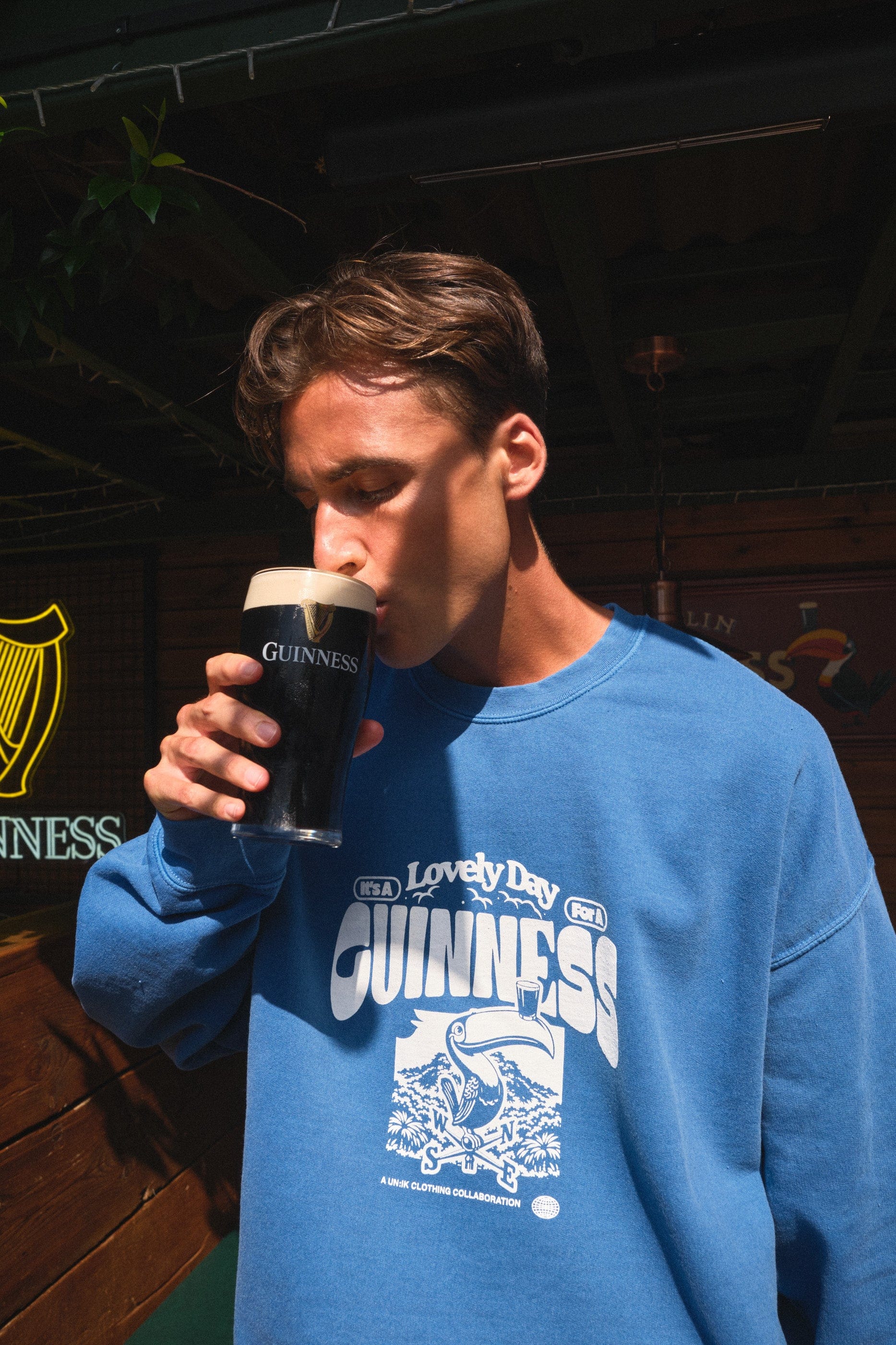Guinness x UN:IK 'Locations' Vintage Washed Sweater - Blue