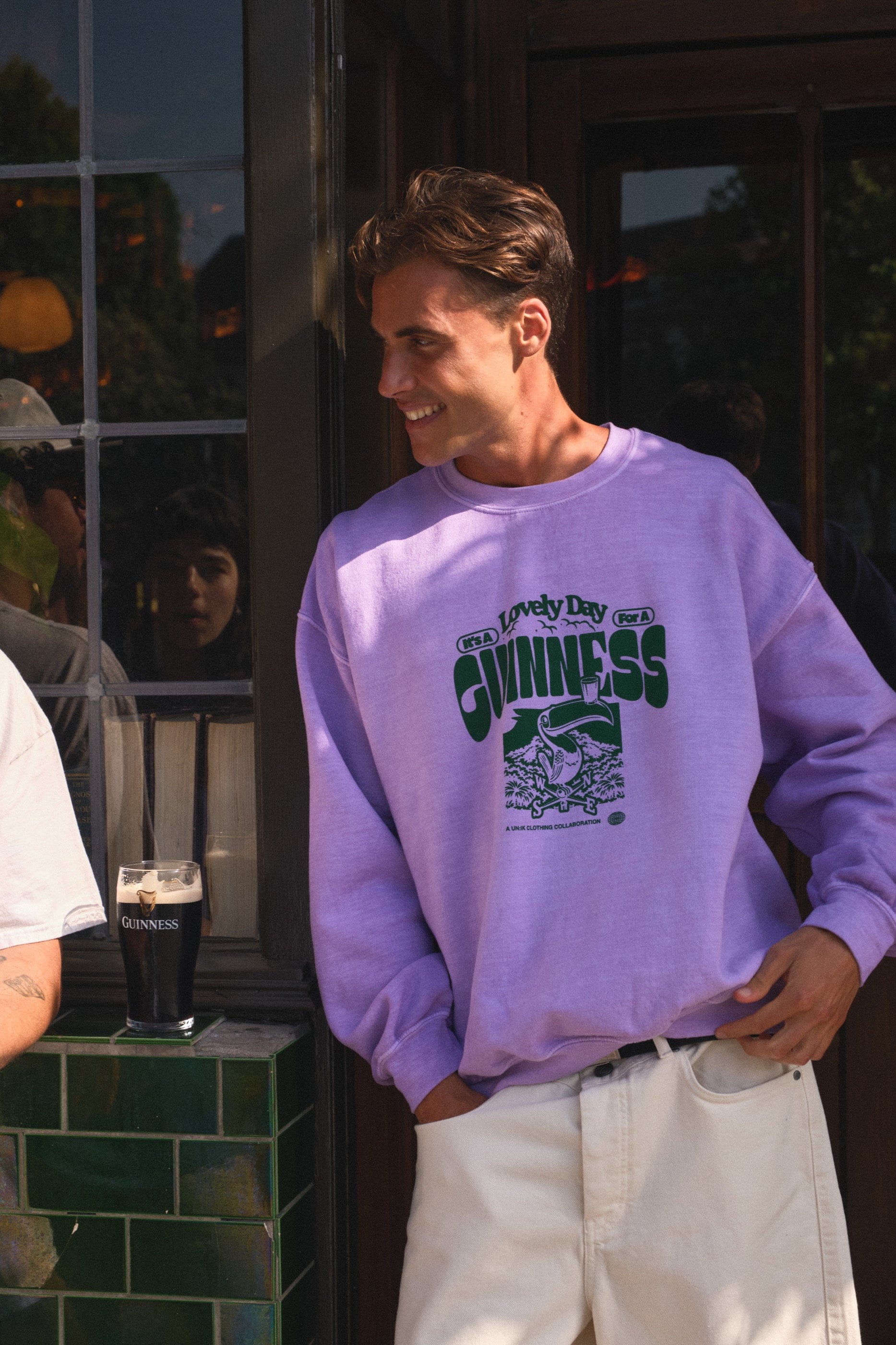 Guinness x UN:IK 'Locations' Vintage Washed Sweater - Mauve