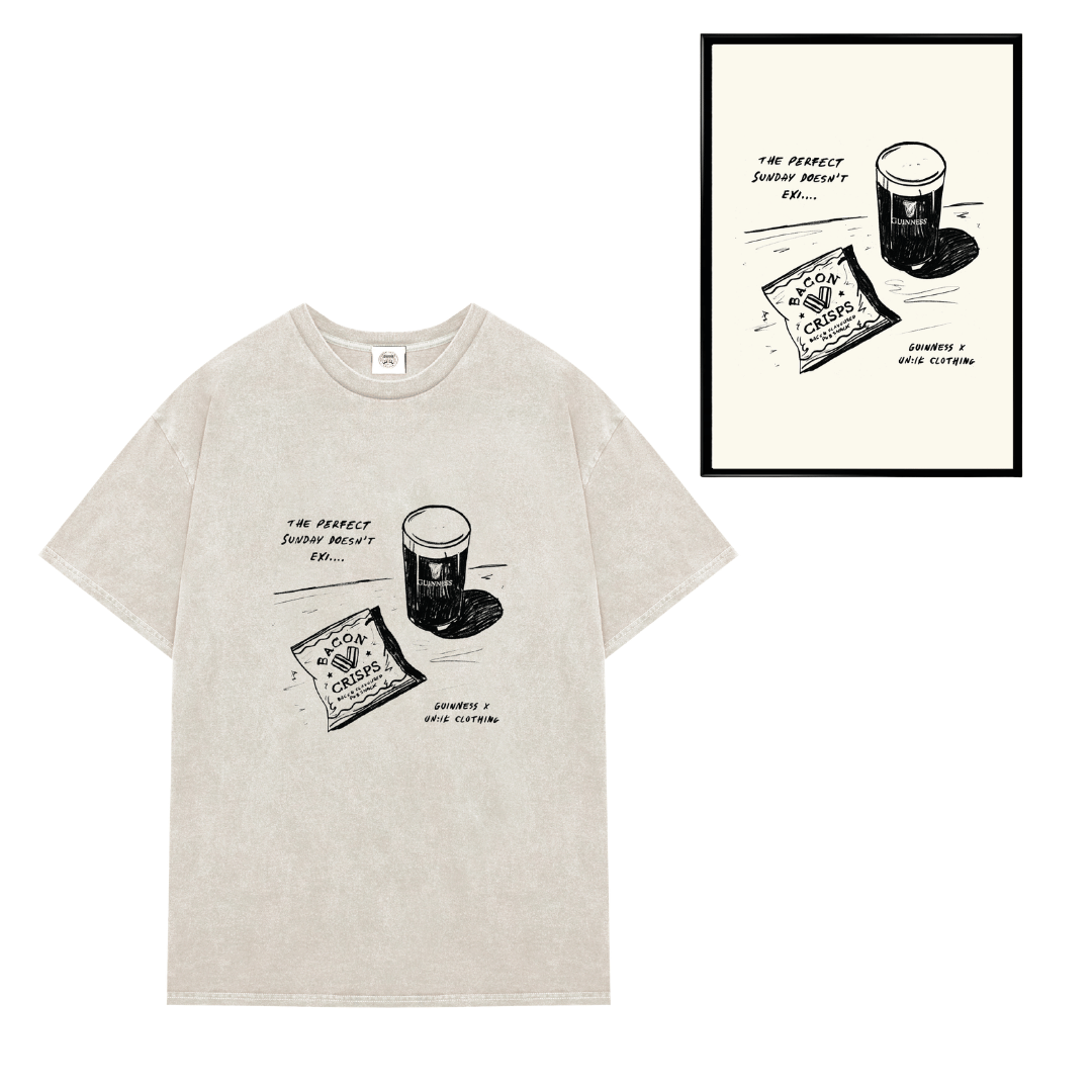 Guinness x UN:IK 'Perfect Sunday' Vintage Washed Tee & Print Bundle