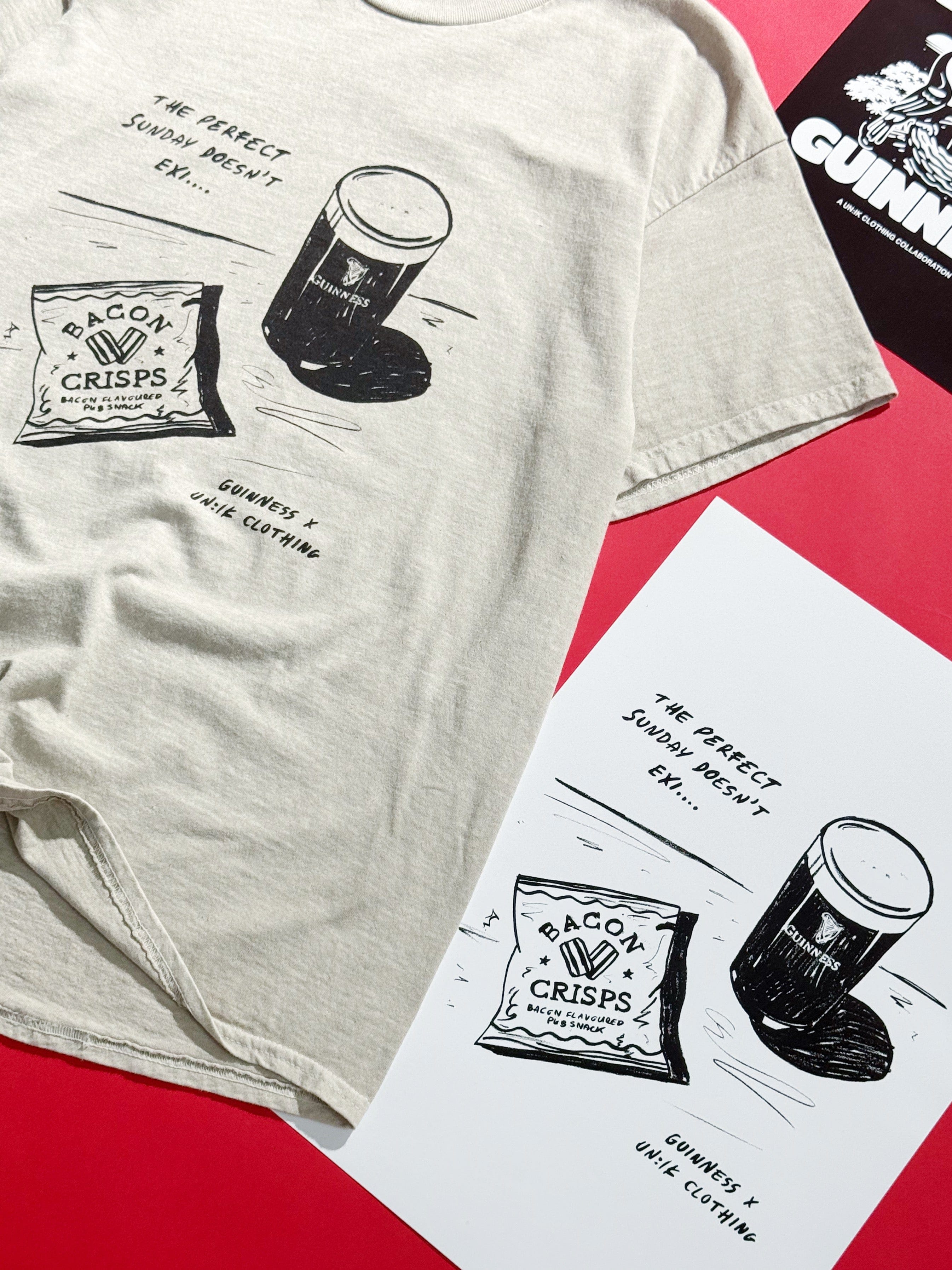 Guinness x UN:IK 'Perfect Sunday' Vintage Washed Tee & Print Bundle