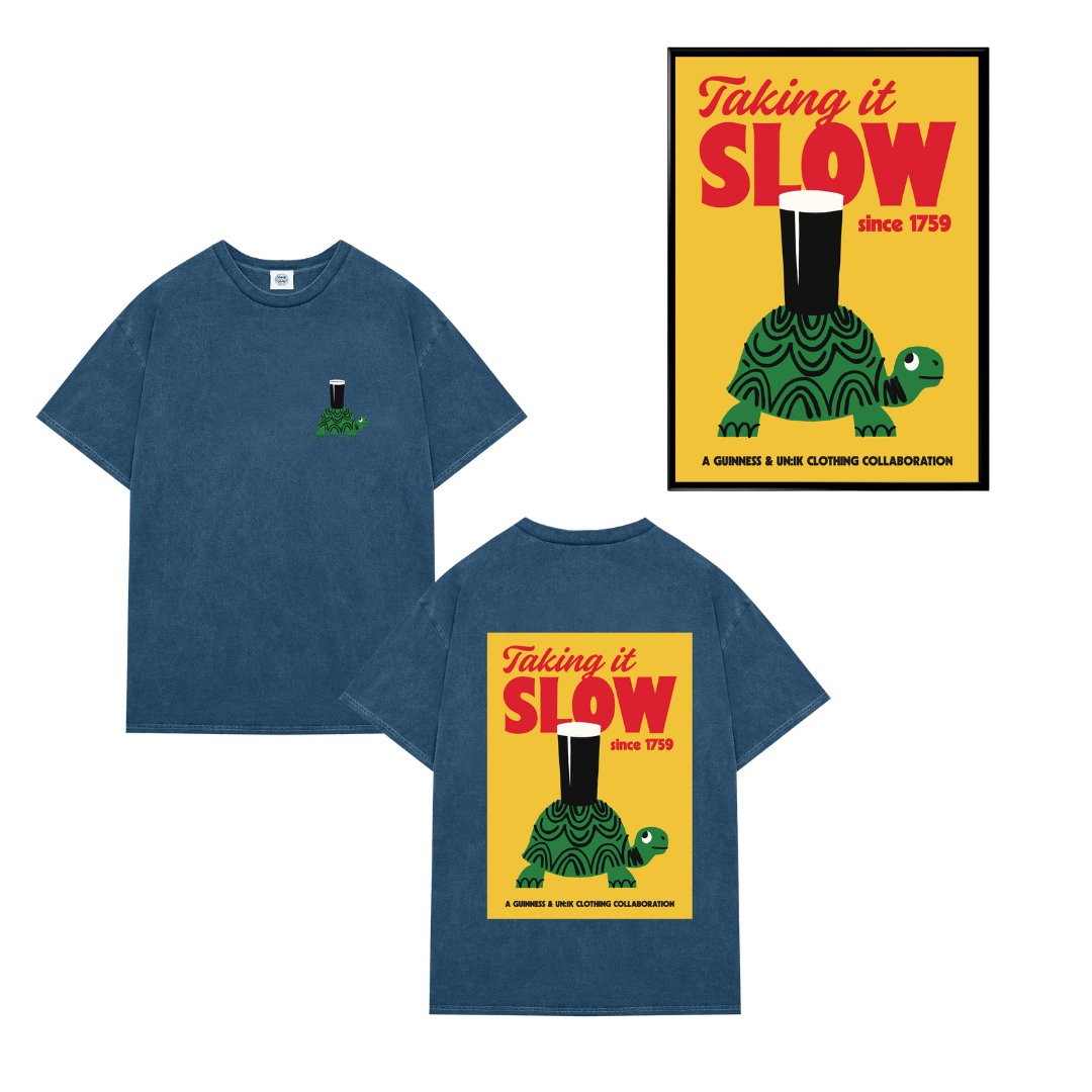 Guinness x UN:IK 'Retro Tortoise Poster' Vintage Washed Tee & Print Bundle