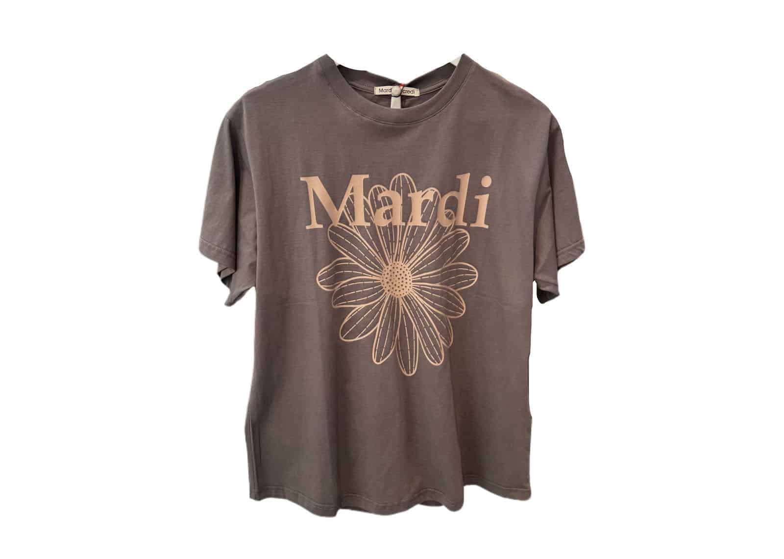 Mardi Mercredi Flowermardi Tee Charcoal Taupe