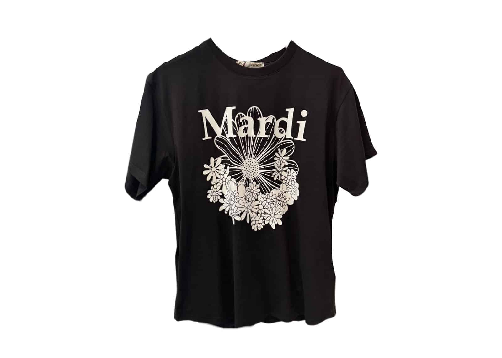 Mardi Mercredi Flowermardi Jardin Tee Black White
