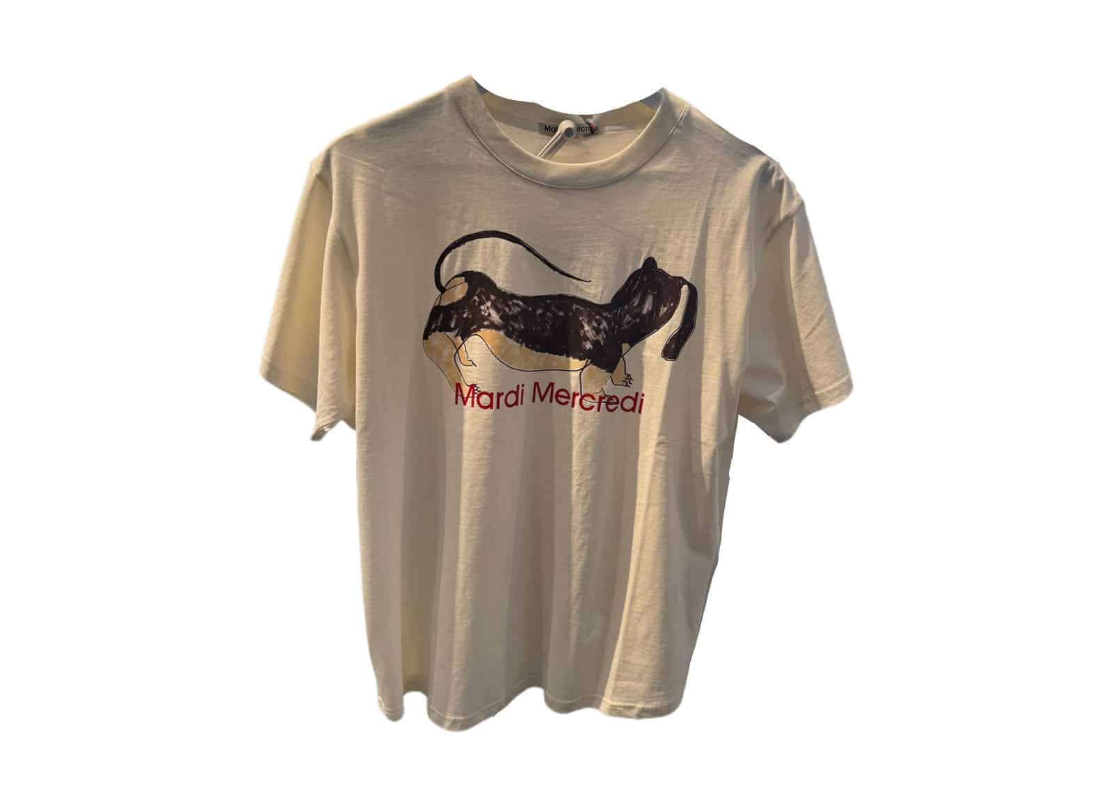 Mardi Mercredi Drawing CH DDANJI Long Side Tee Cream