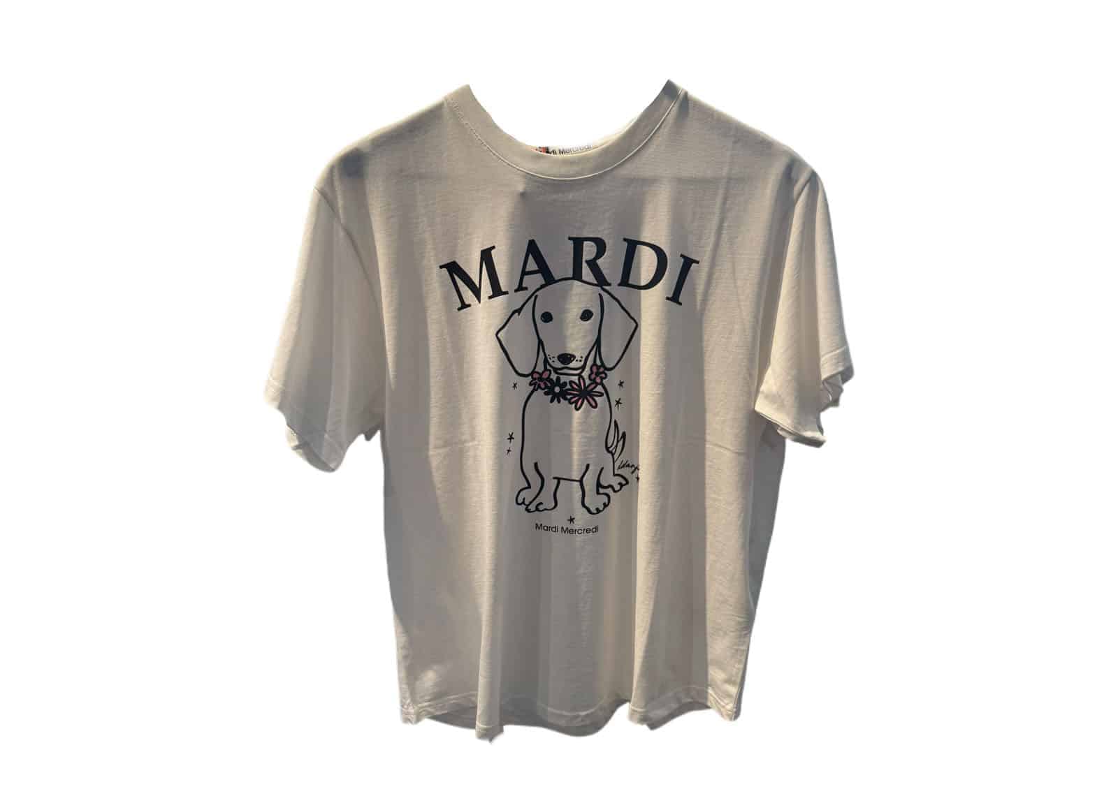 Mardi Mercredi Swing the Tail DDANJI Flower Necklace Tee Ivory Pink