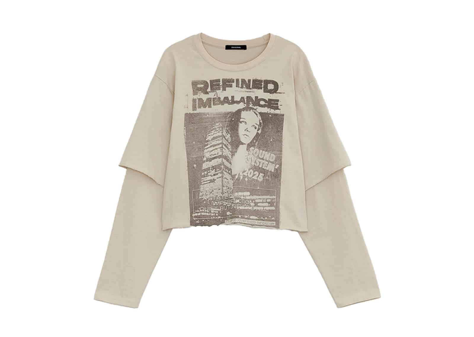 DIAGONAL 25FW Washed Layered Tee Beige