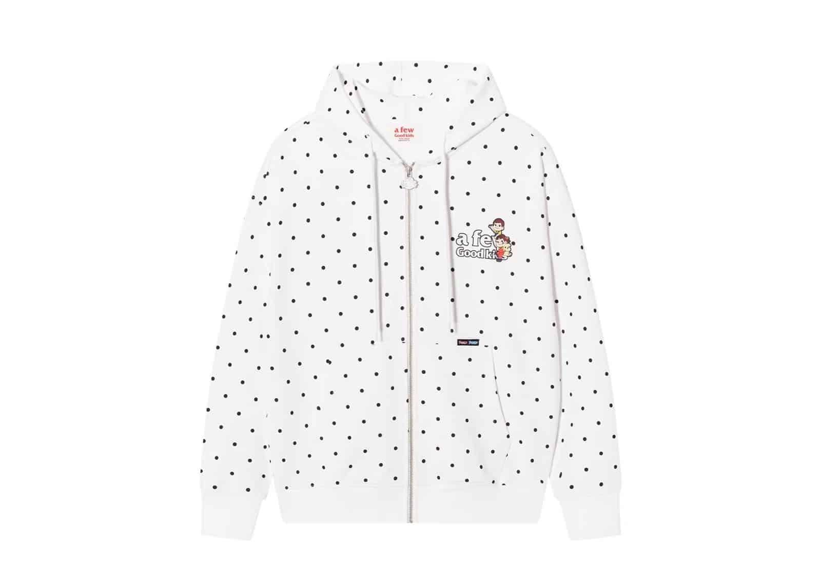 A Few Good Kids x Fujiya Peko Dot Pattern Zip Up Hoodie White