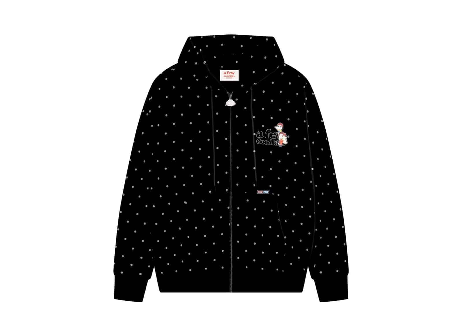 A Few Good Kids x Fujiya Peko Dot Pattern Zip Up Hoodie Black