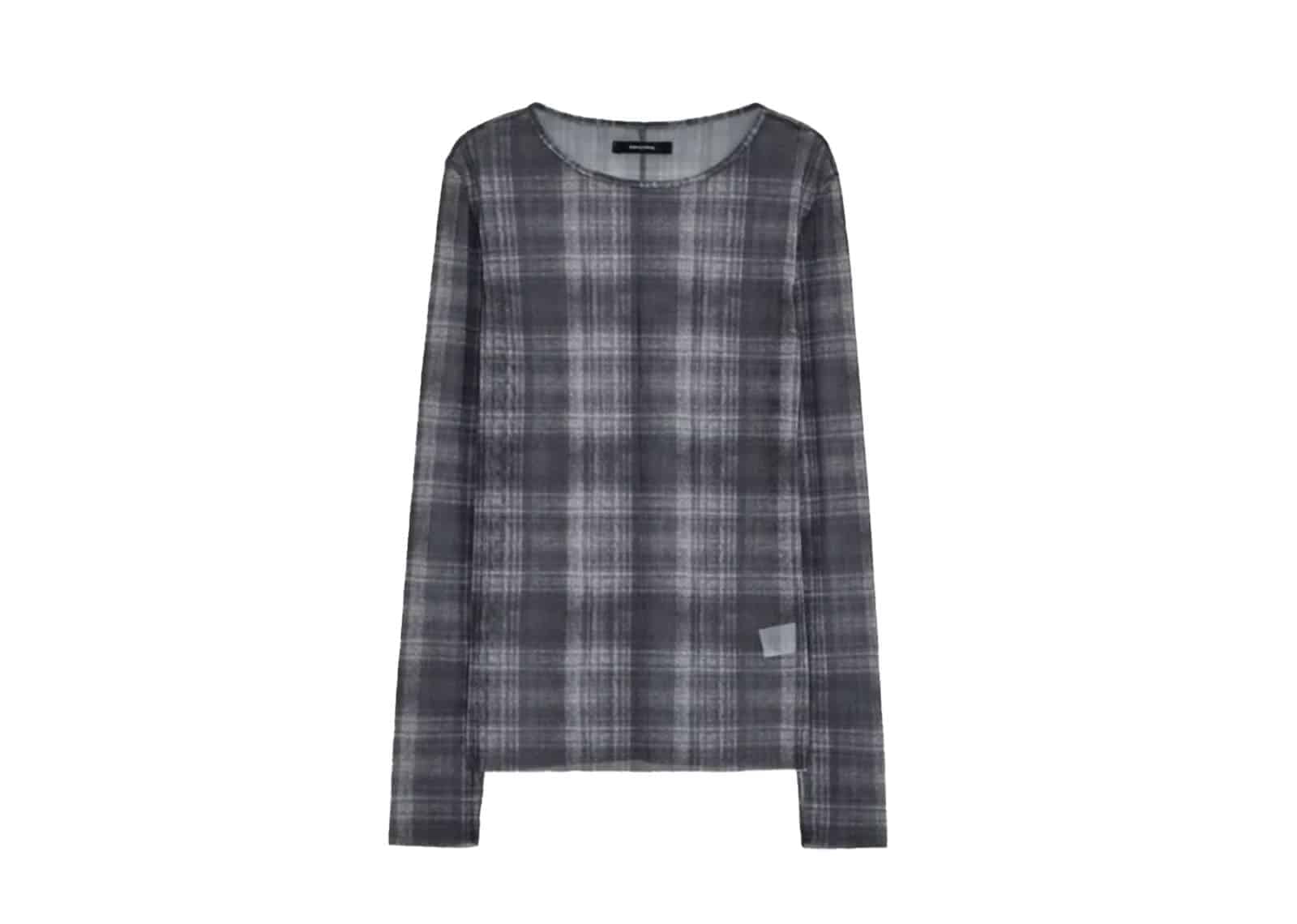 DIAGONAL 25FW Check See Through Long Sleeve Tee Charcoal