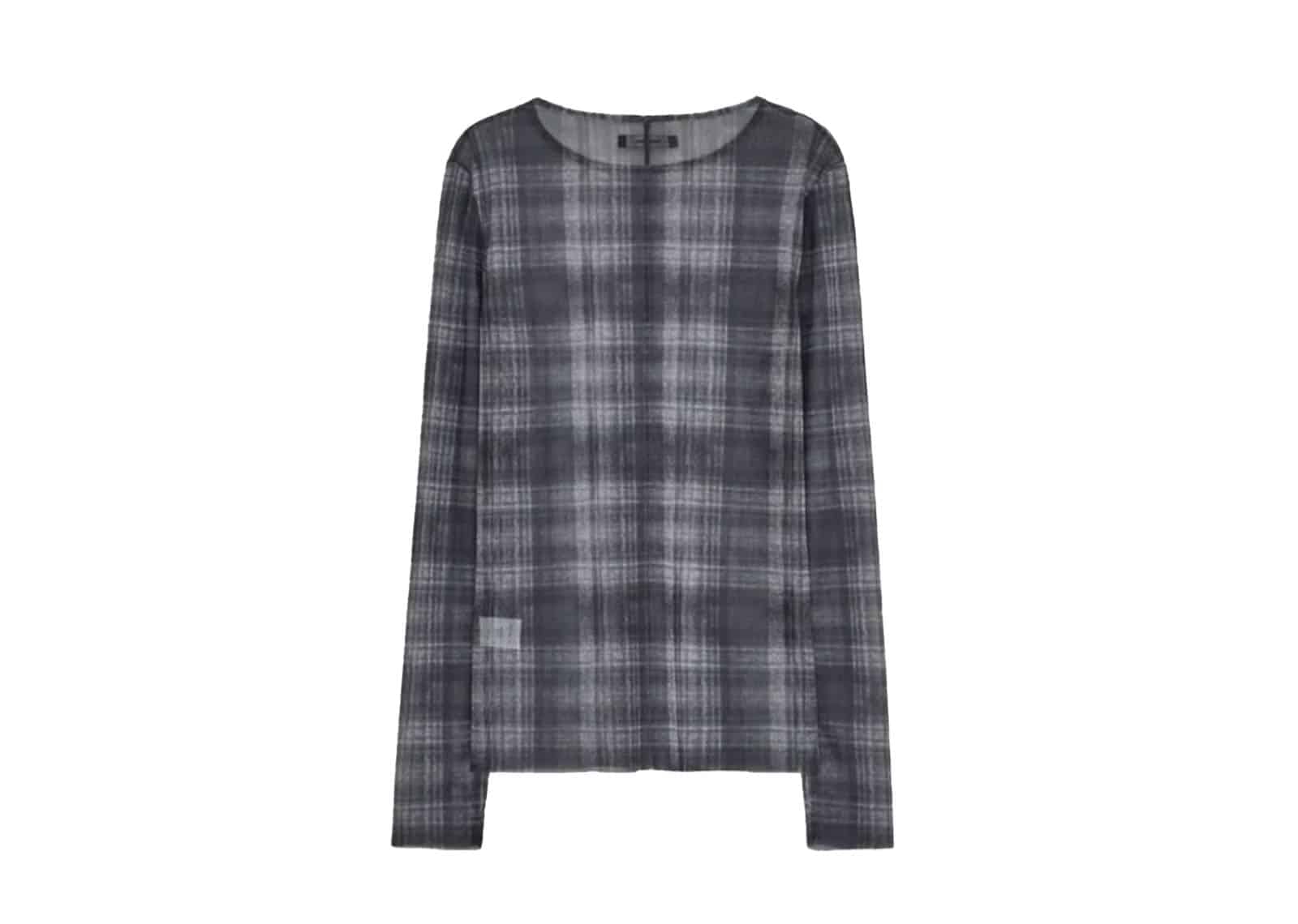 DIAGONAL 25FW Check See Through Long Sleeve Tee Charcoal