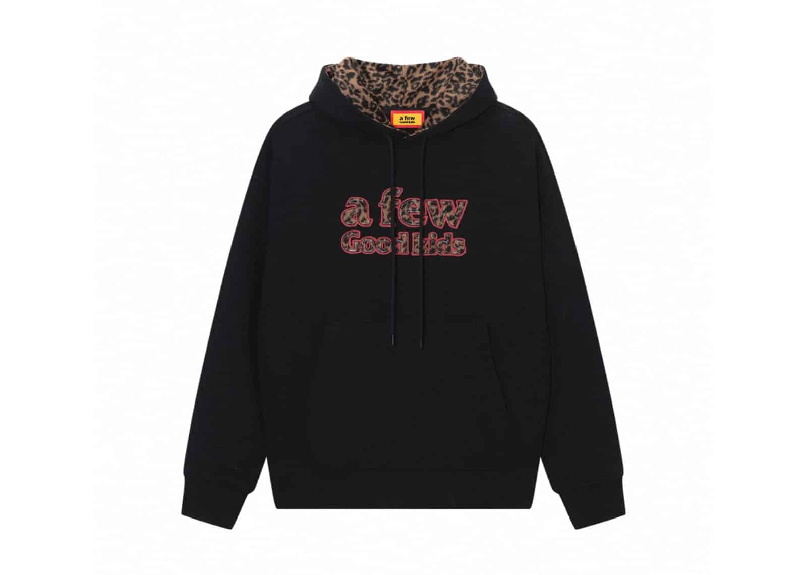 A Few Good Kids Leopard Print Patch Hoodie Black