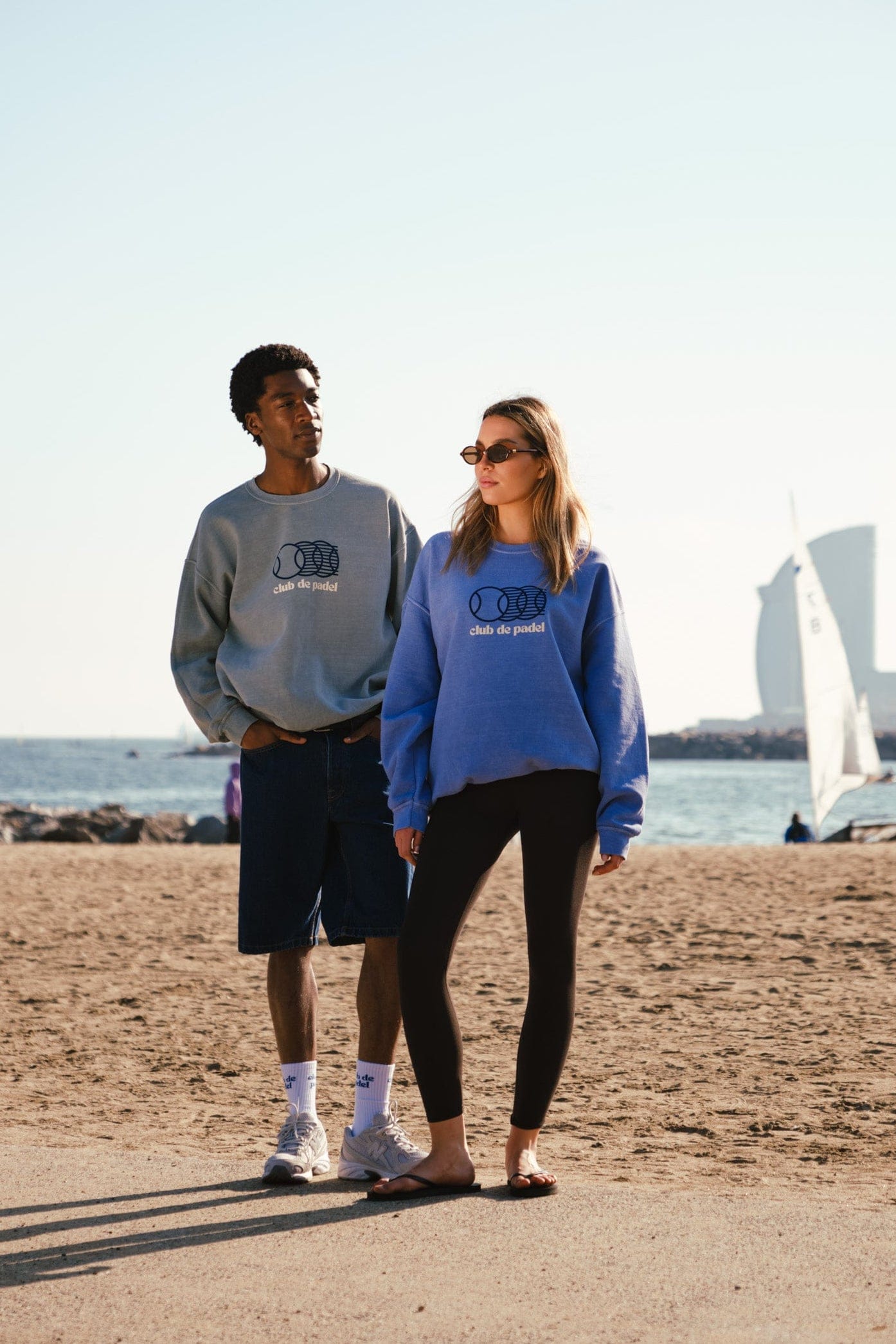 Club de Padel 'Smash' Vintage Washed Sweater - Baby Blue