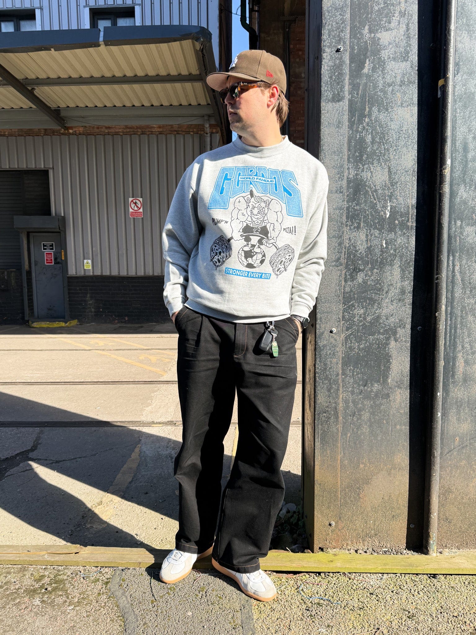Gordos Pizzeria World Famous Gordos 'Heavy Lifters' Heavy Sweater - Grey