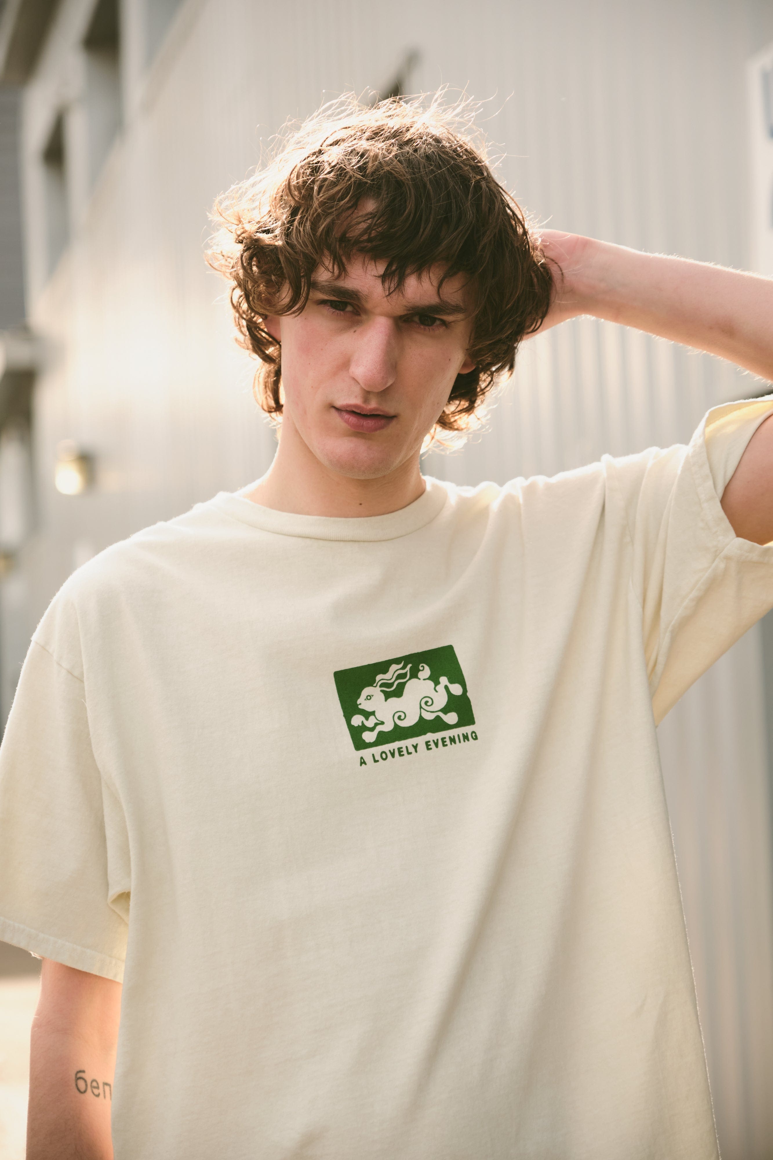 KBar Design KBAR X UN:IK 'Laughing With Friends' Vintage Washed Tee - Cream