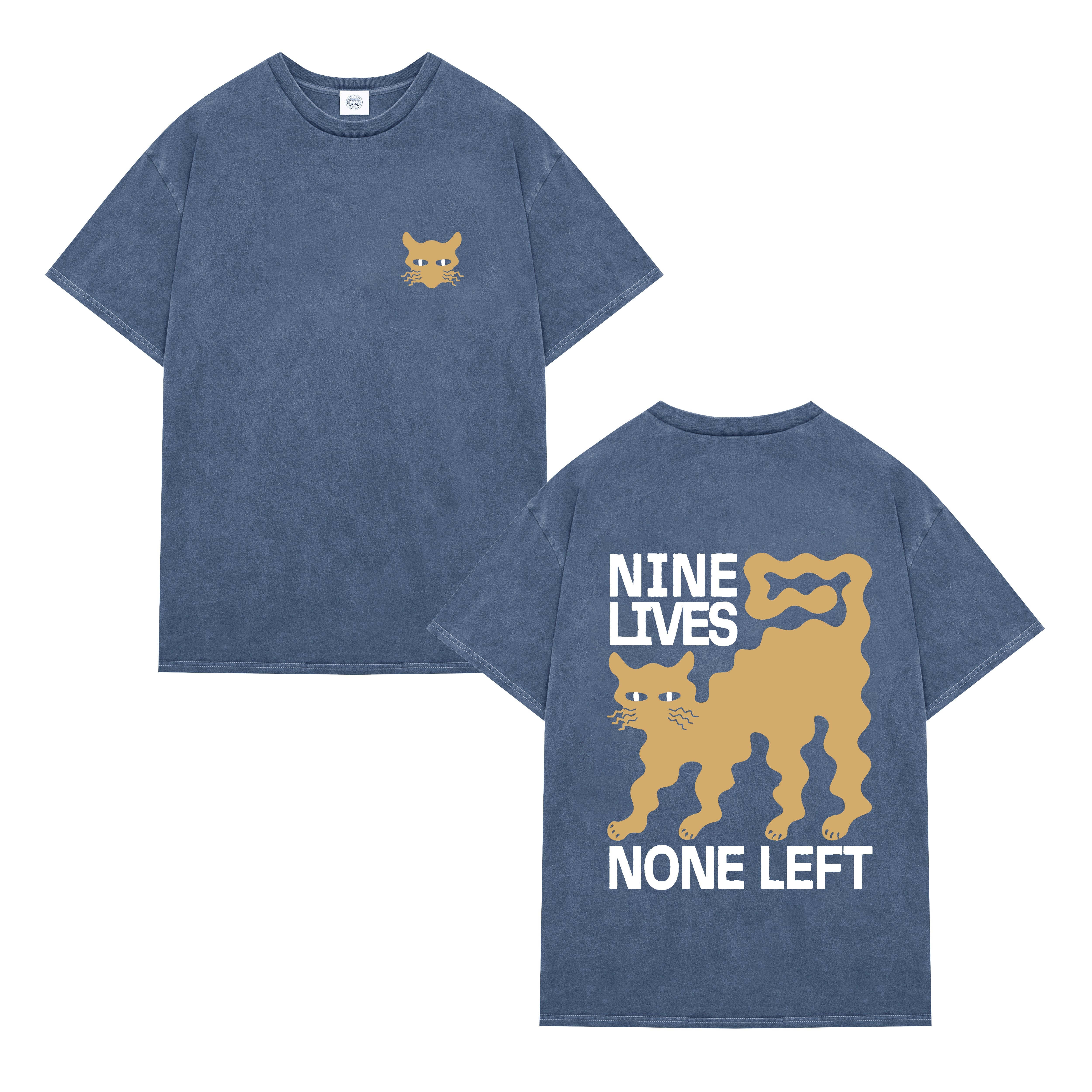 KBar Design KBAR X UN:IK 'Nine Lives' Vintage Washed Tee - Blue