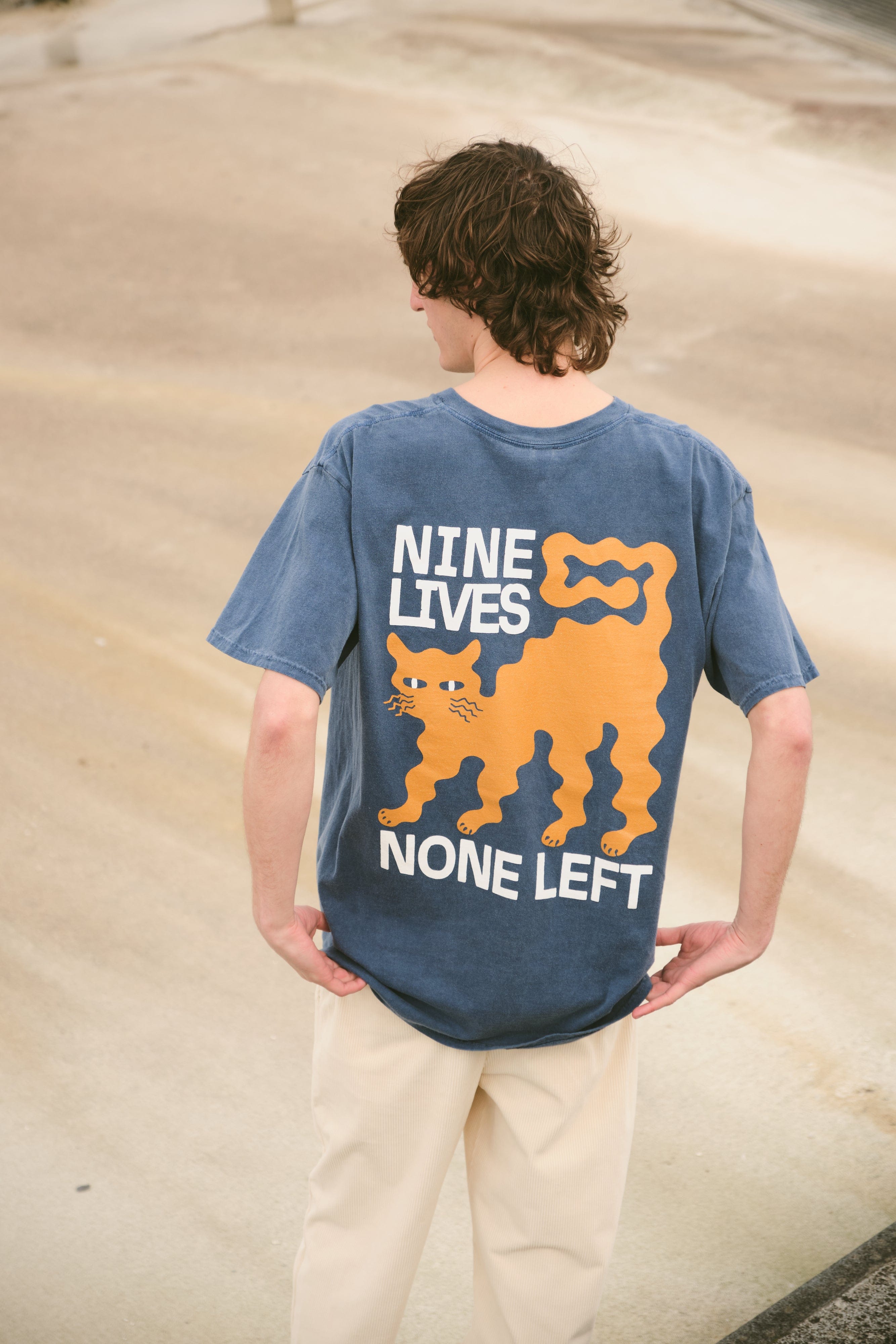 KBar Design KBAR X UN:IK 'Nine Lives' Vintage Washed Tee - Blue
