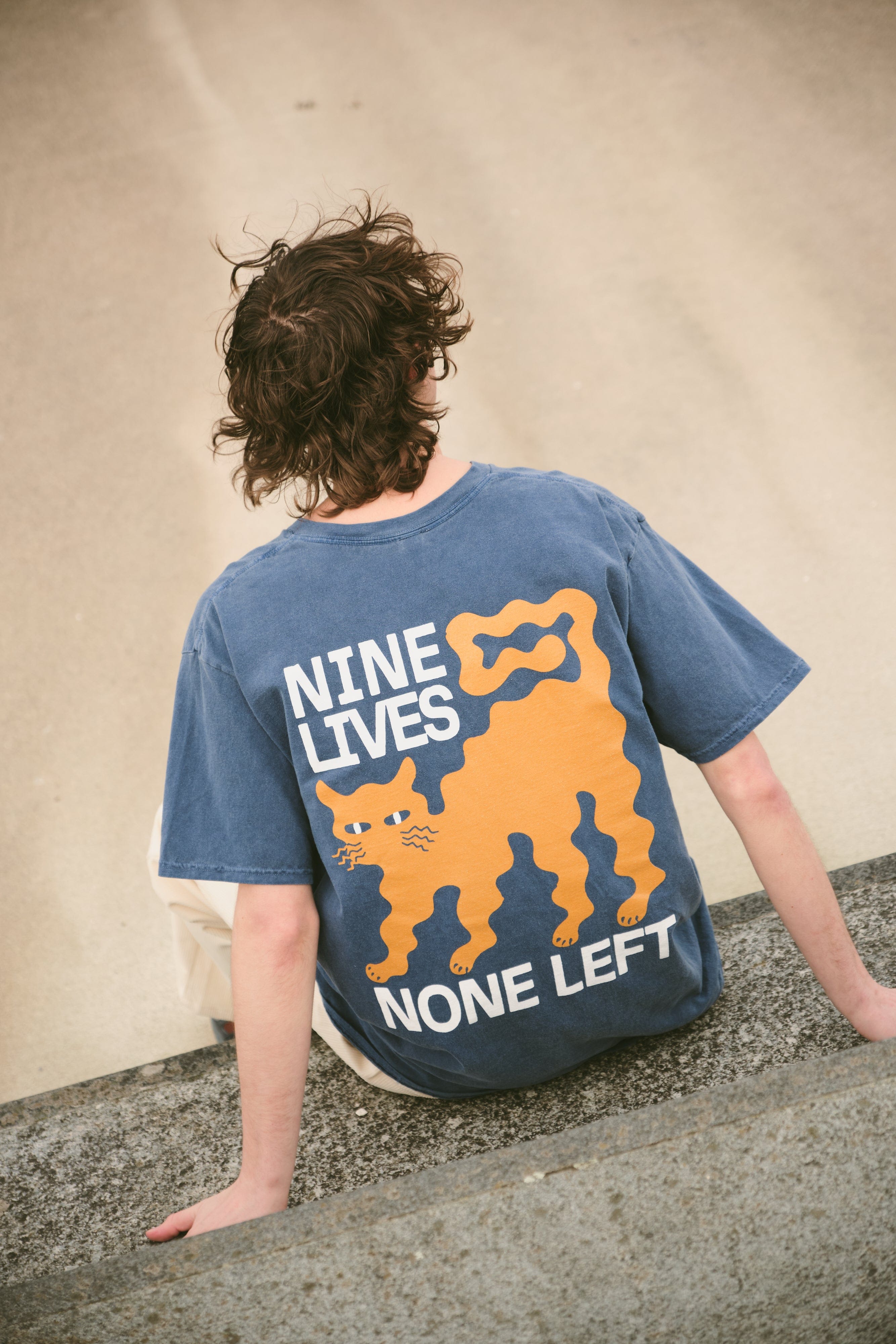 KBar Design KBAR X UN:IK 'Nine Lives' Vintage Washed Tee - Blue