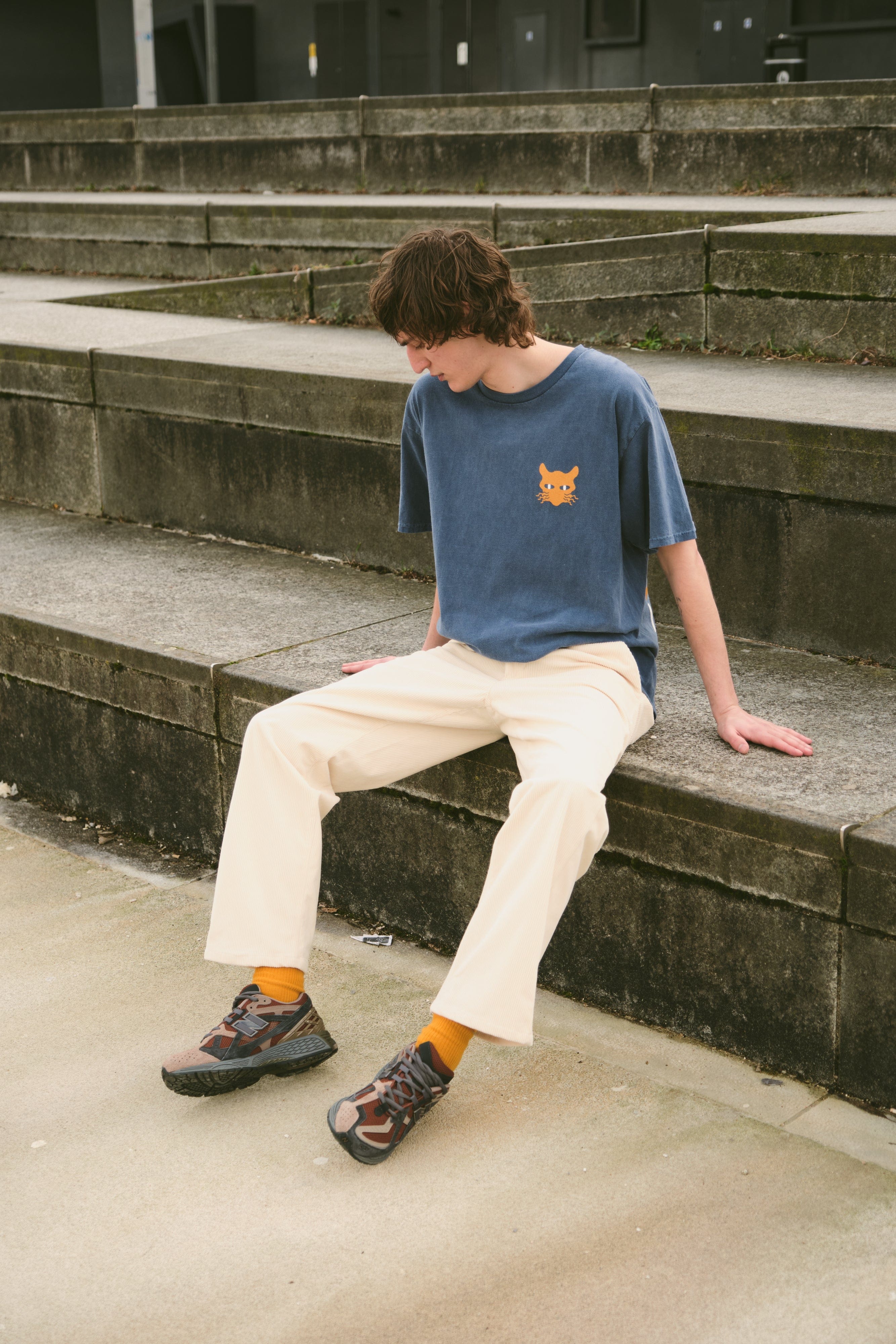 KBar Design KBAR X UN:IK 'Nine Lives' Vintage Washed Tee - Blue