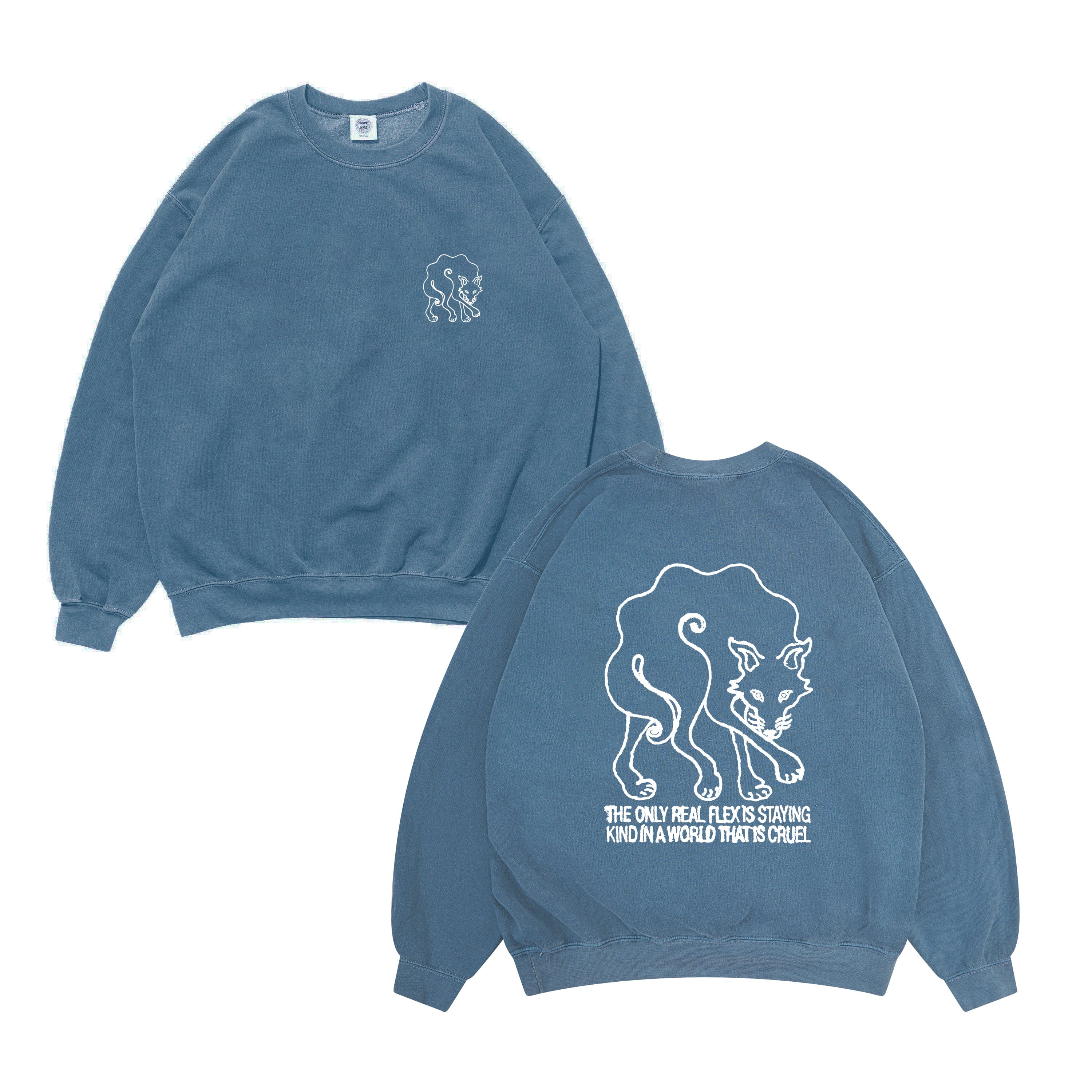 KBar Design KBAR X UN:IK 'Staying Kind' Vintage Washed Sweater - Blue