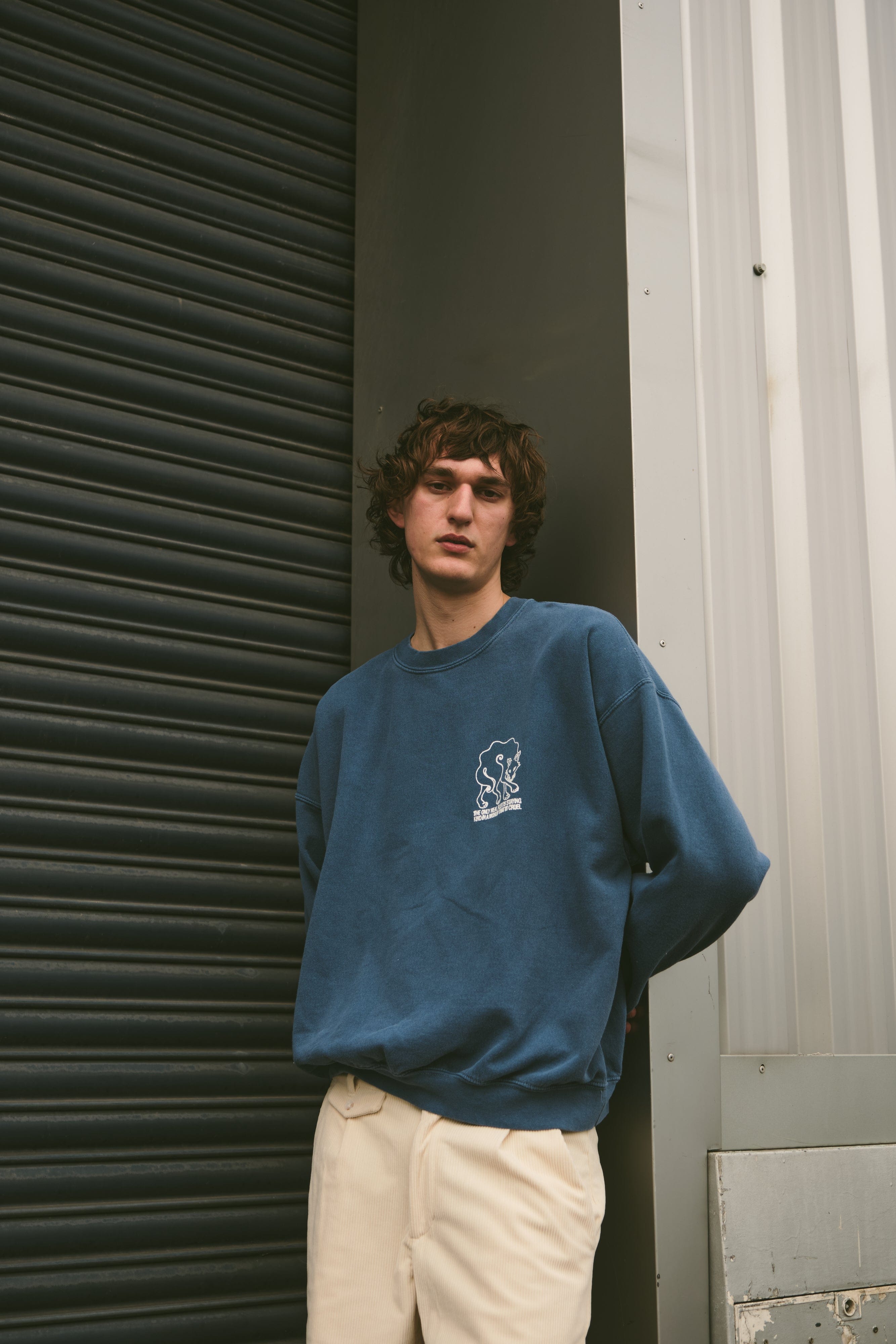 KBar Design KBAR X UN:IK 'Staying Kind' Vintage Washed Sweater - Blue