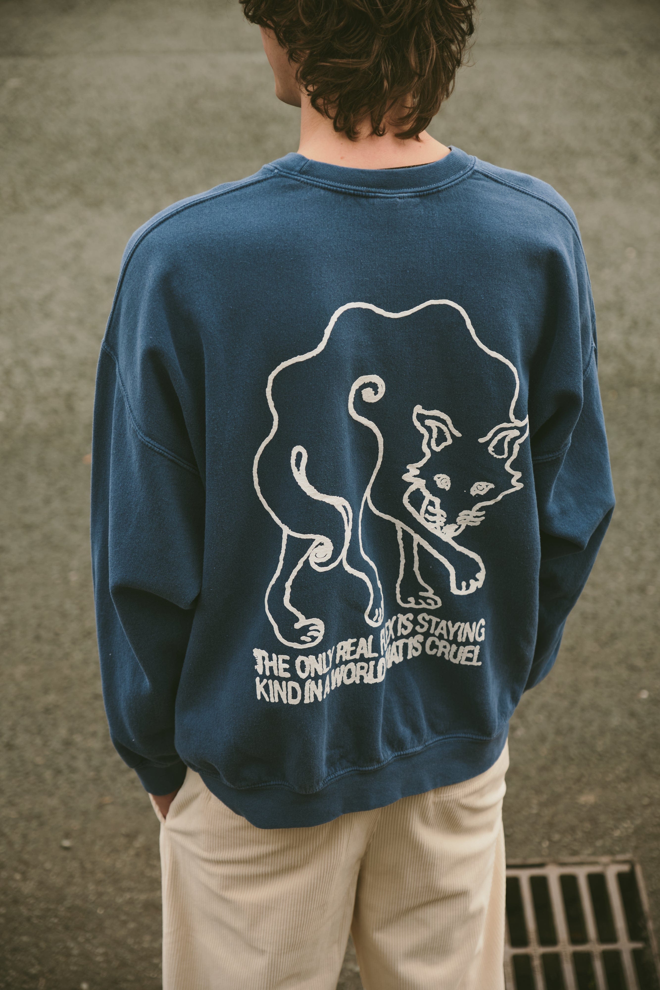 KBar Design KBAR X UN:IK 'Staying Kind' Vintage Washed Sweater - Blue