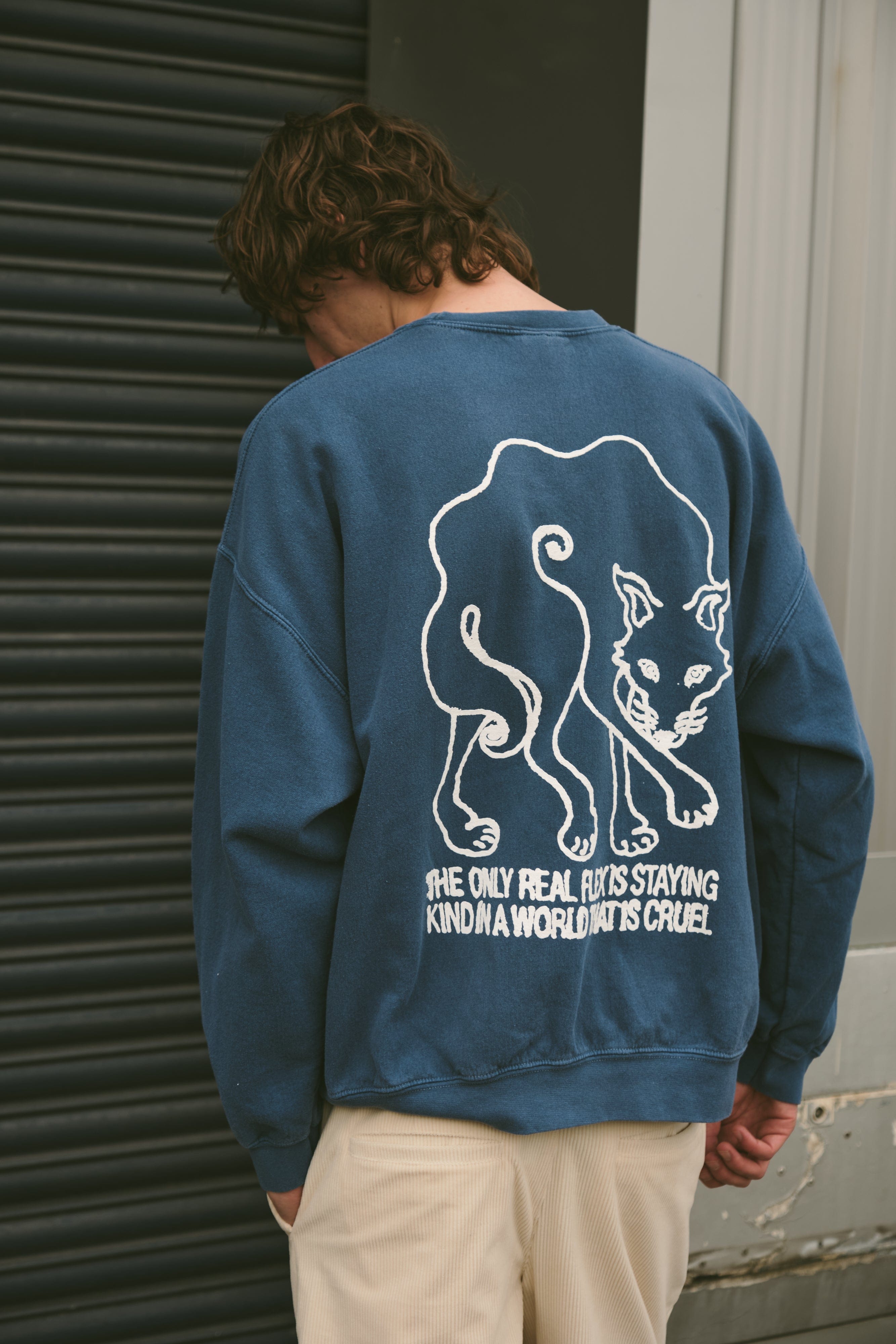 KBar Design KBAR X UN:IK 'Staying Kind' Vintage Washed Sweater - Blue