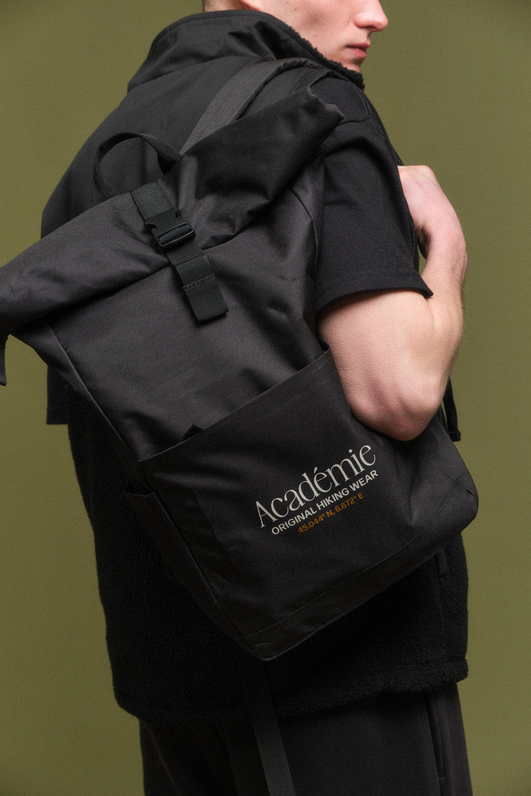 Vice 84 'Co-Ordinates' Roll Top Hiking Backpack - Black