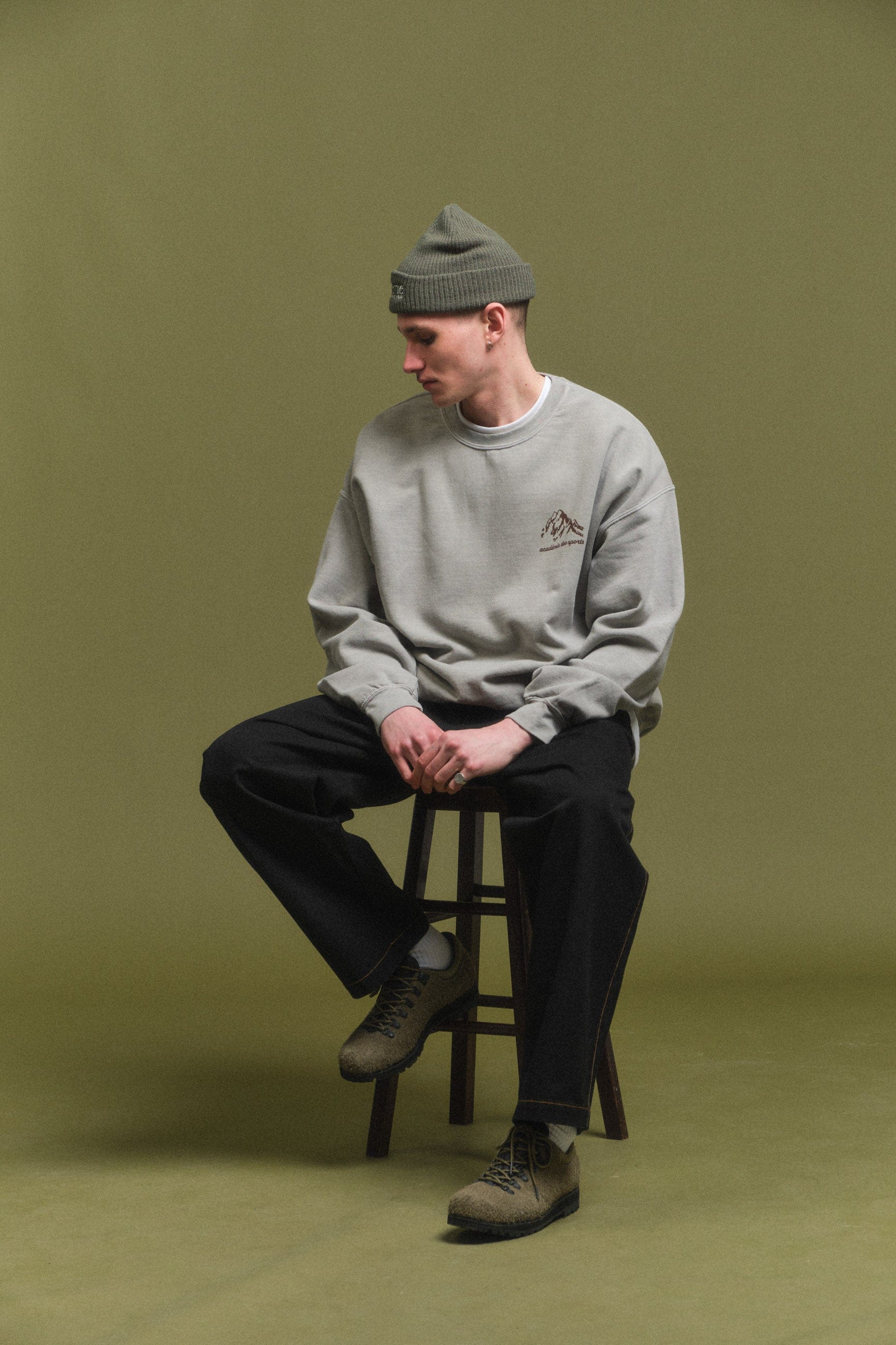 Vice 84 'Mountains' Vintage Washed Sweater - Stone Grey