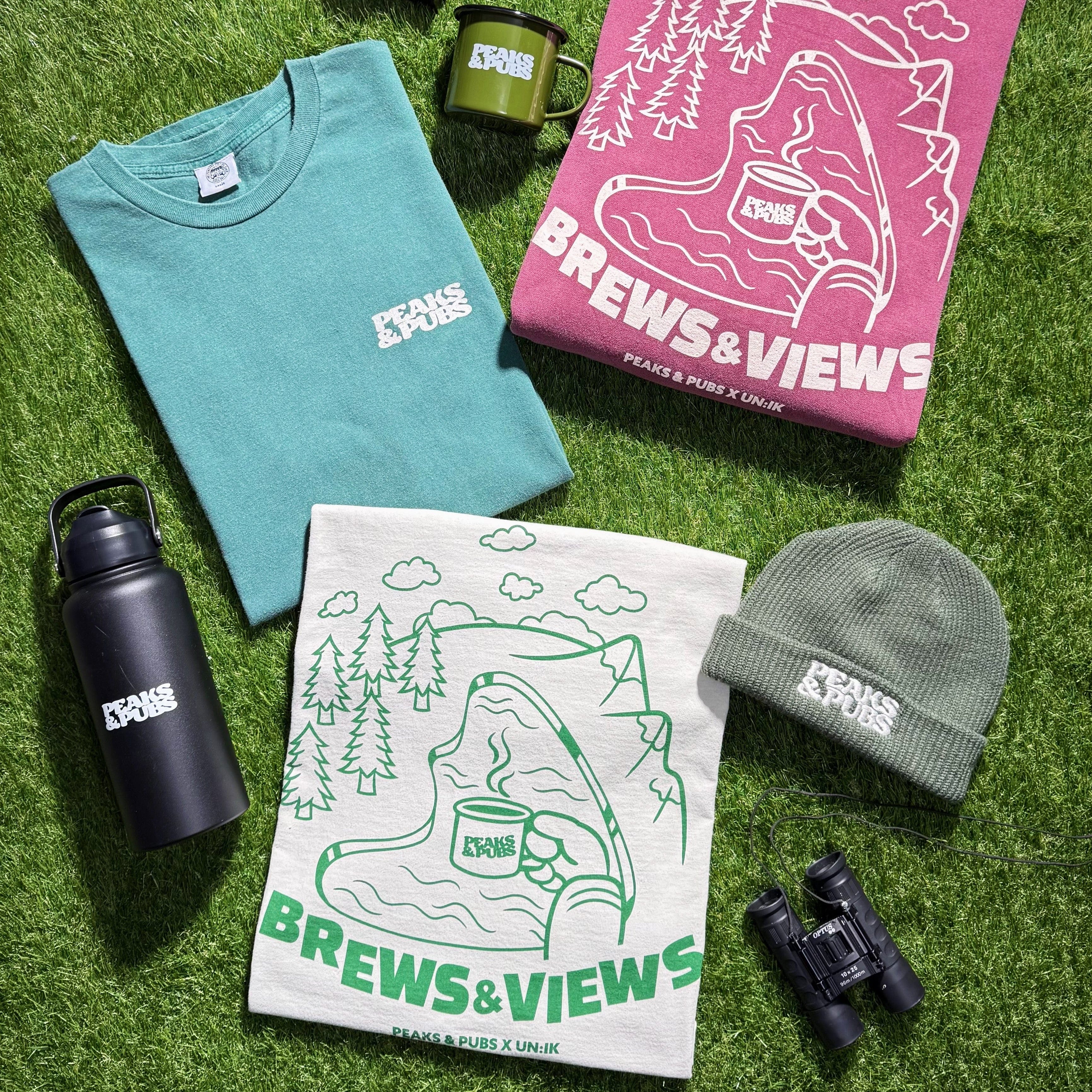 Peaks & Pubs 'Brews & Views' Vintage Washed Tee - Cream