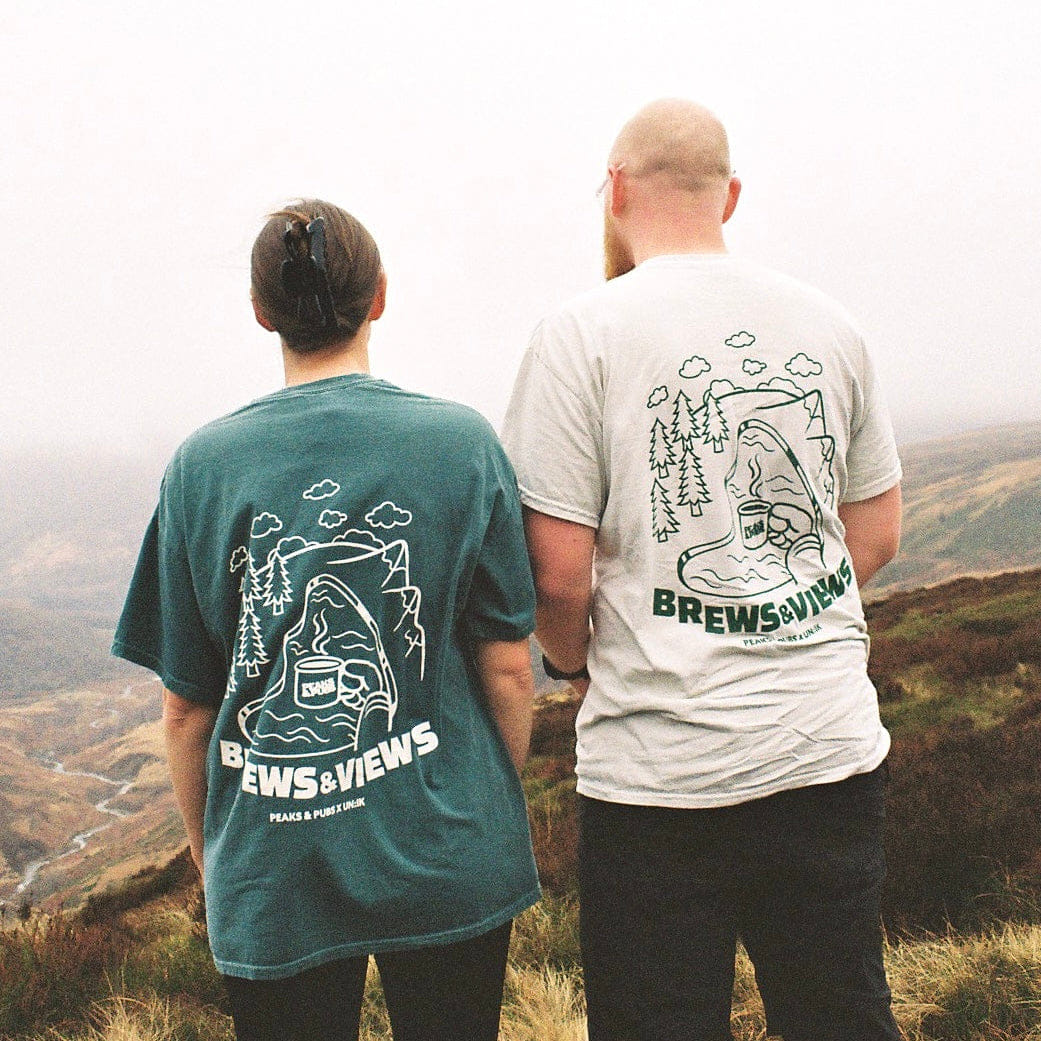 Peaks & Pubs 'Brews & Views' Vintage Washed Tee - Cream