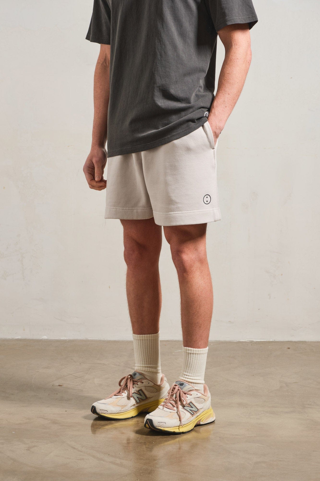 UN:IK Essentials Essentials Premium Faded Jogger Shorts - Vintage Bone