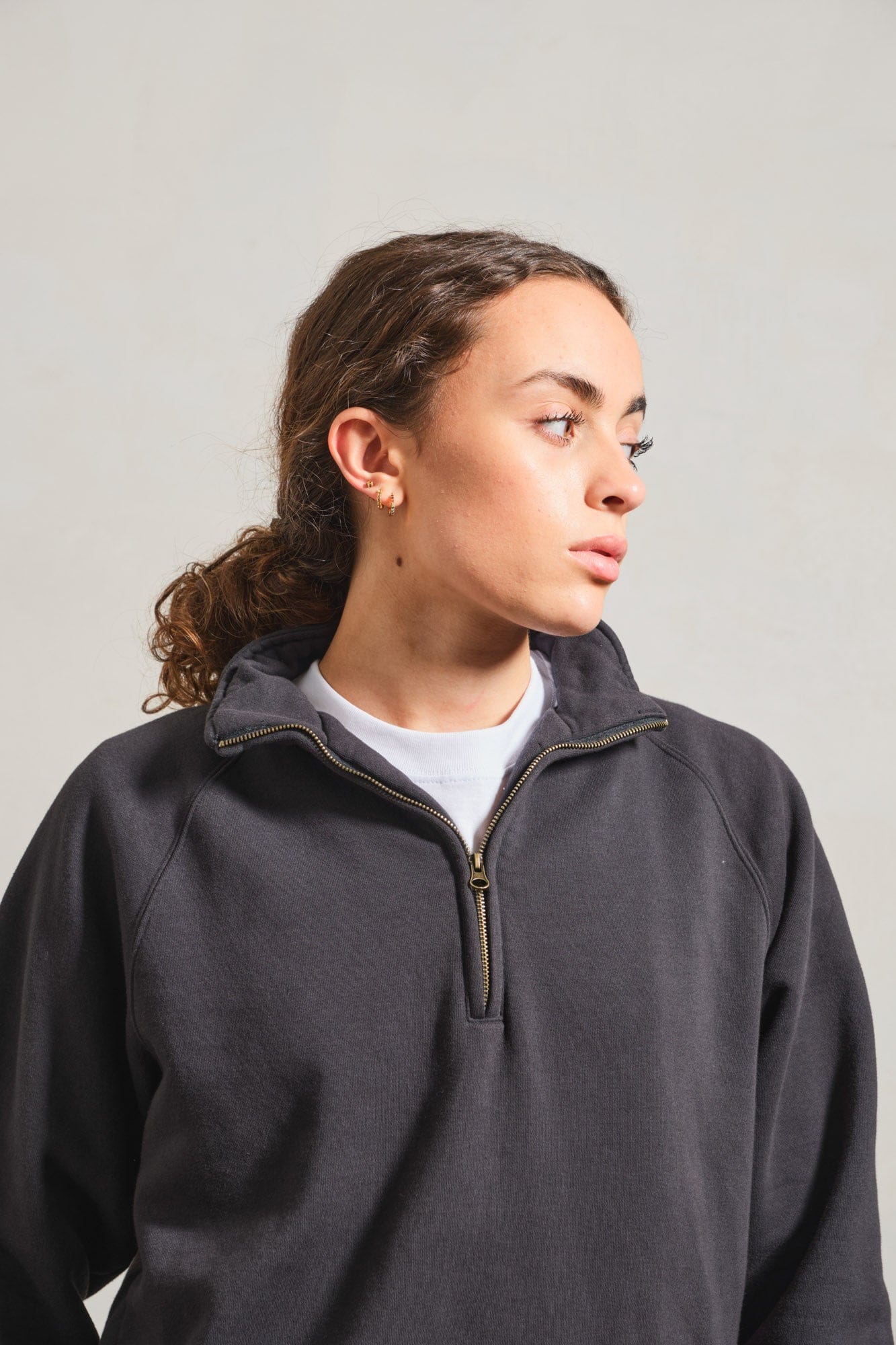 UN:IK Essentials Essentials Vintage Washed 1/4 Zip Sweatshirt - Black