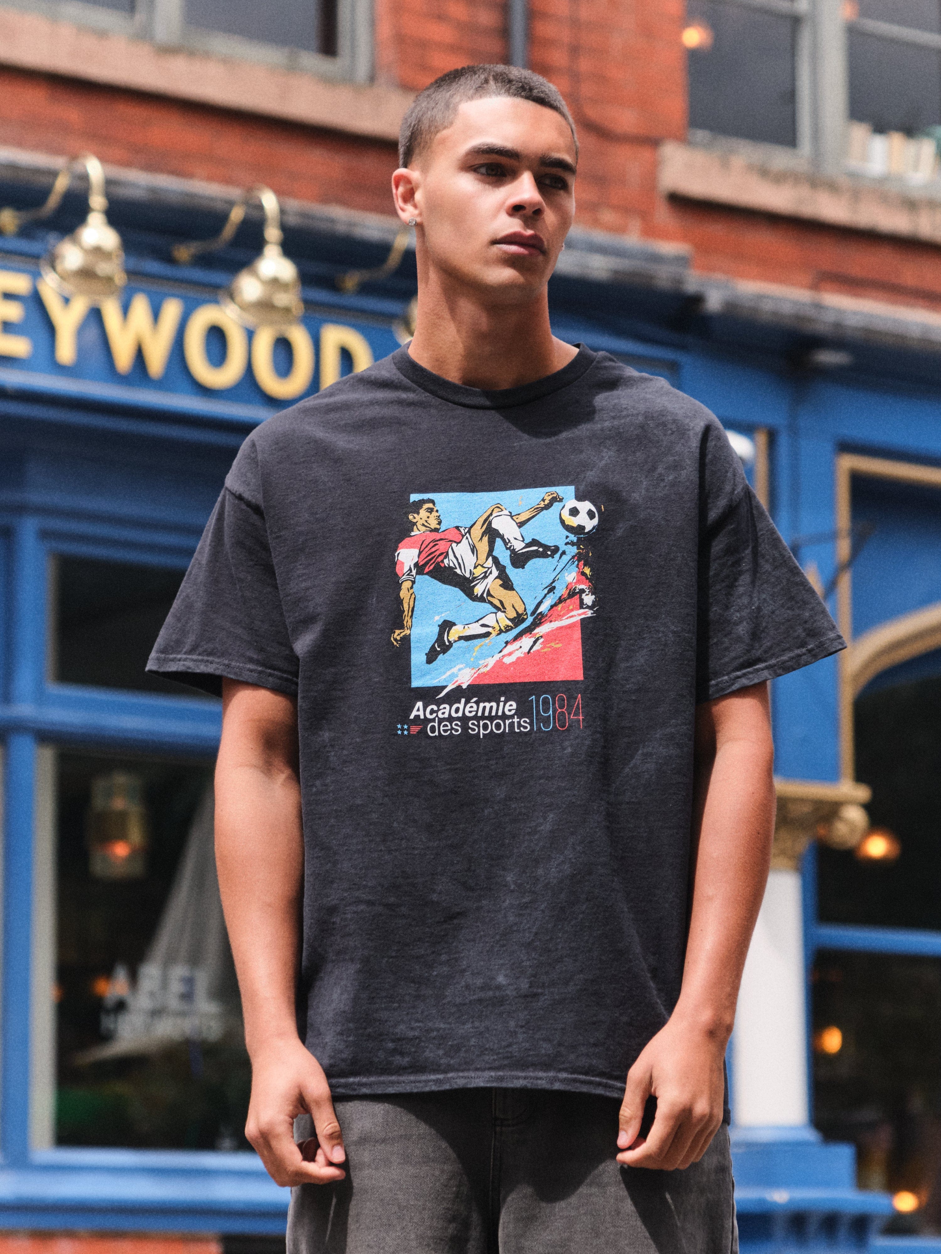 Vice 84 'Académie 1984' Acid Wash Tee - Black