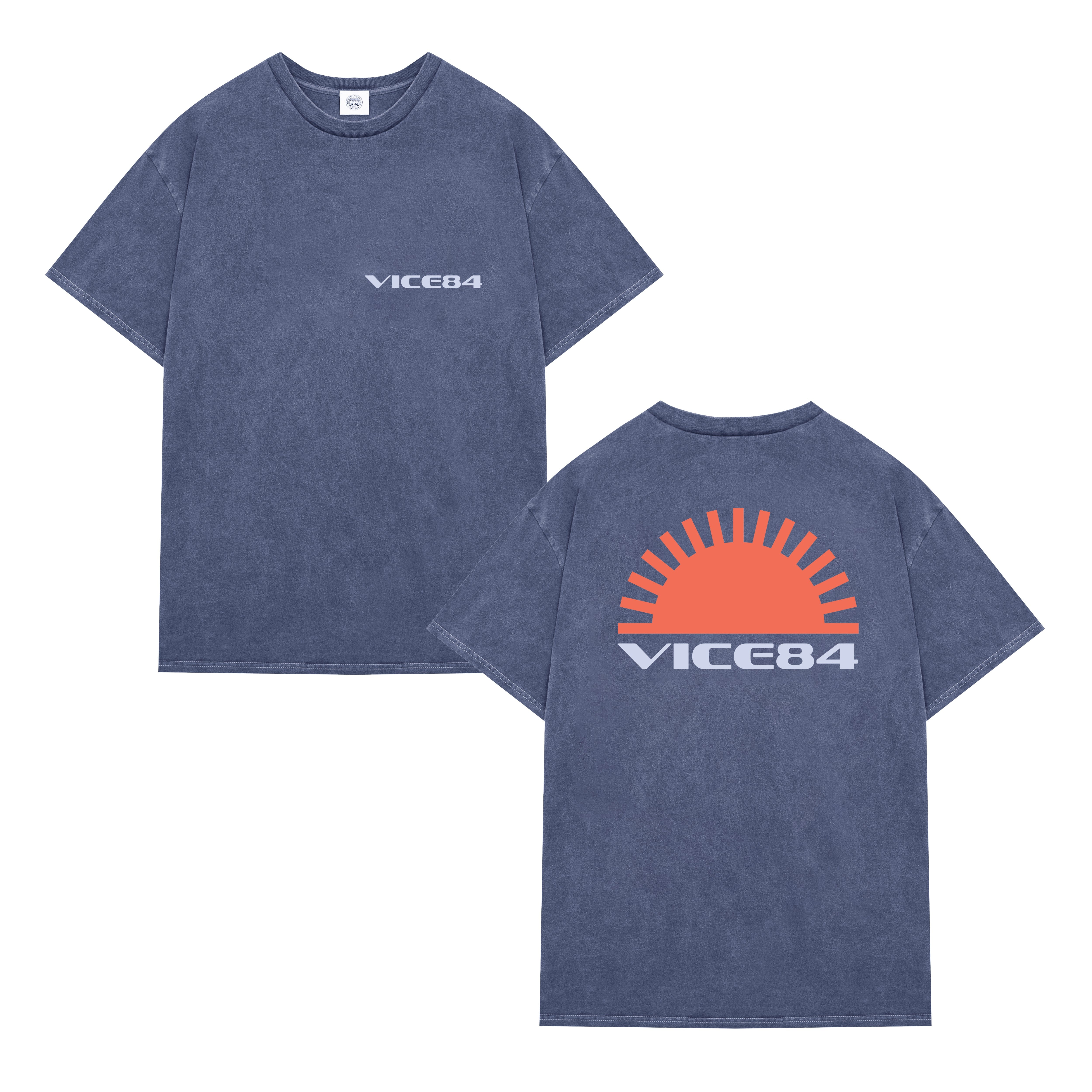 Vice 84 'Sun' Vintage Washed Tee - Navy