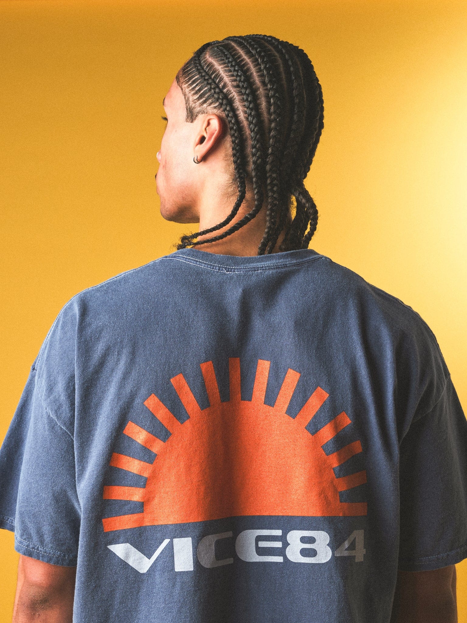 Vice 84 'Sun' Vintage Washed Tee - Navy