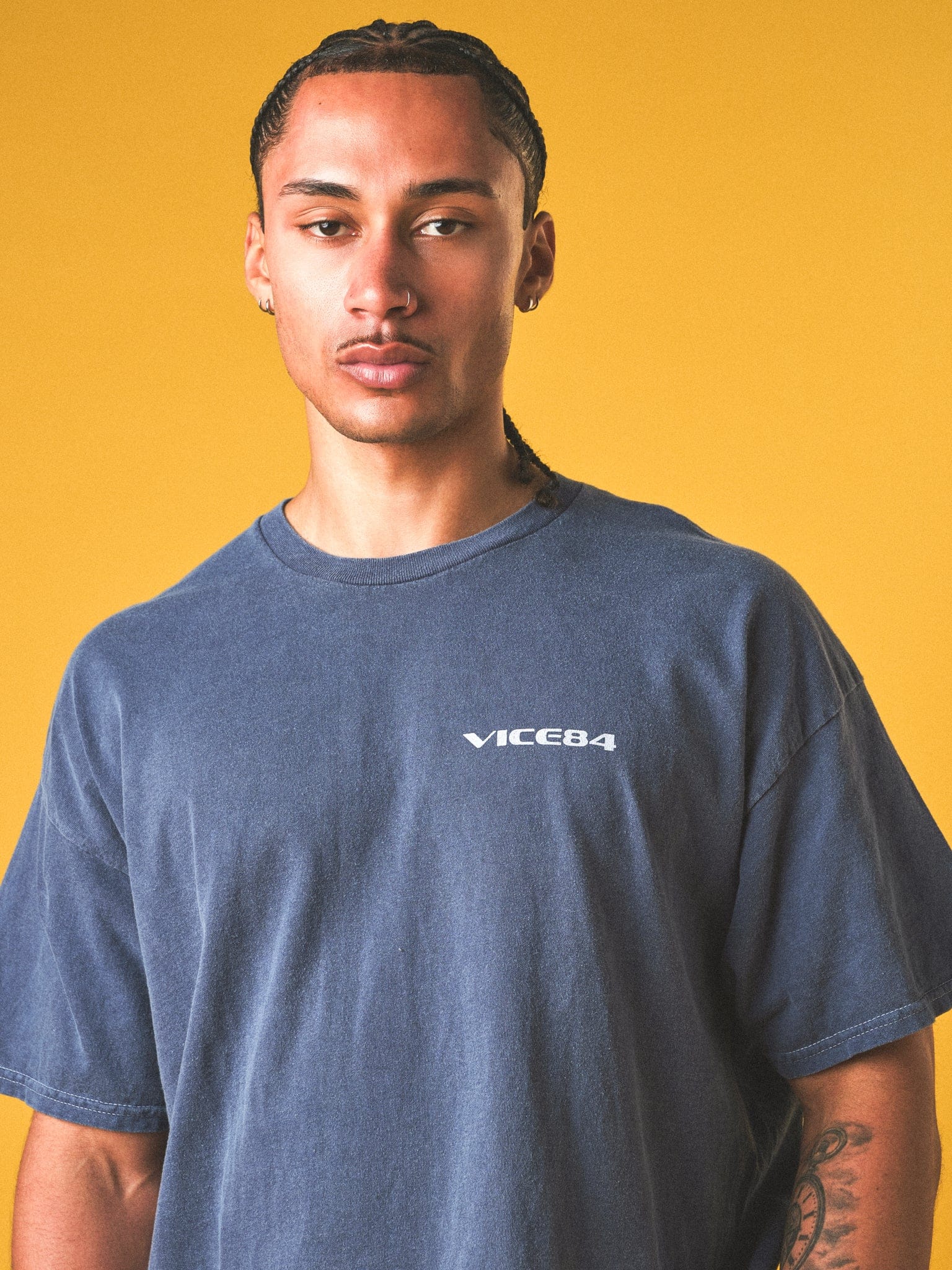 Vice 84 'Sun' Vintage Washed Tee - Navy