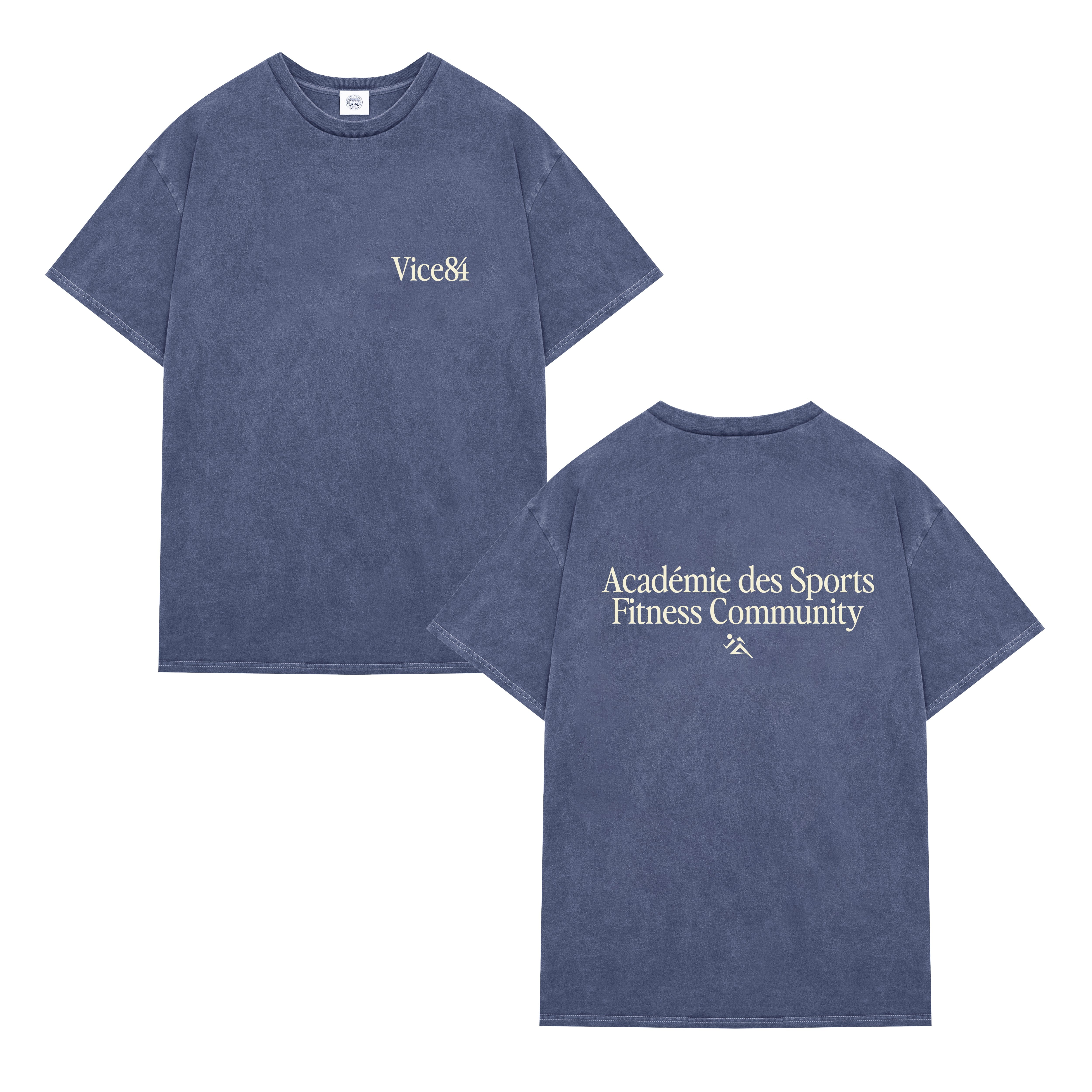 Vice 84 'Fitness Community' Vintage Washed Tee - Navy