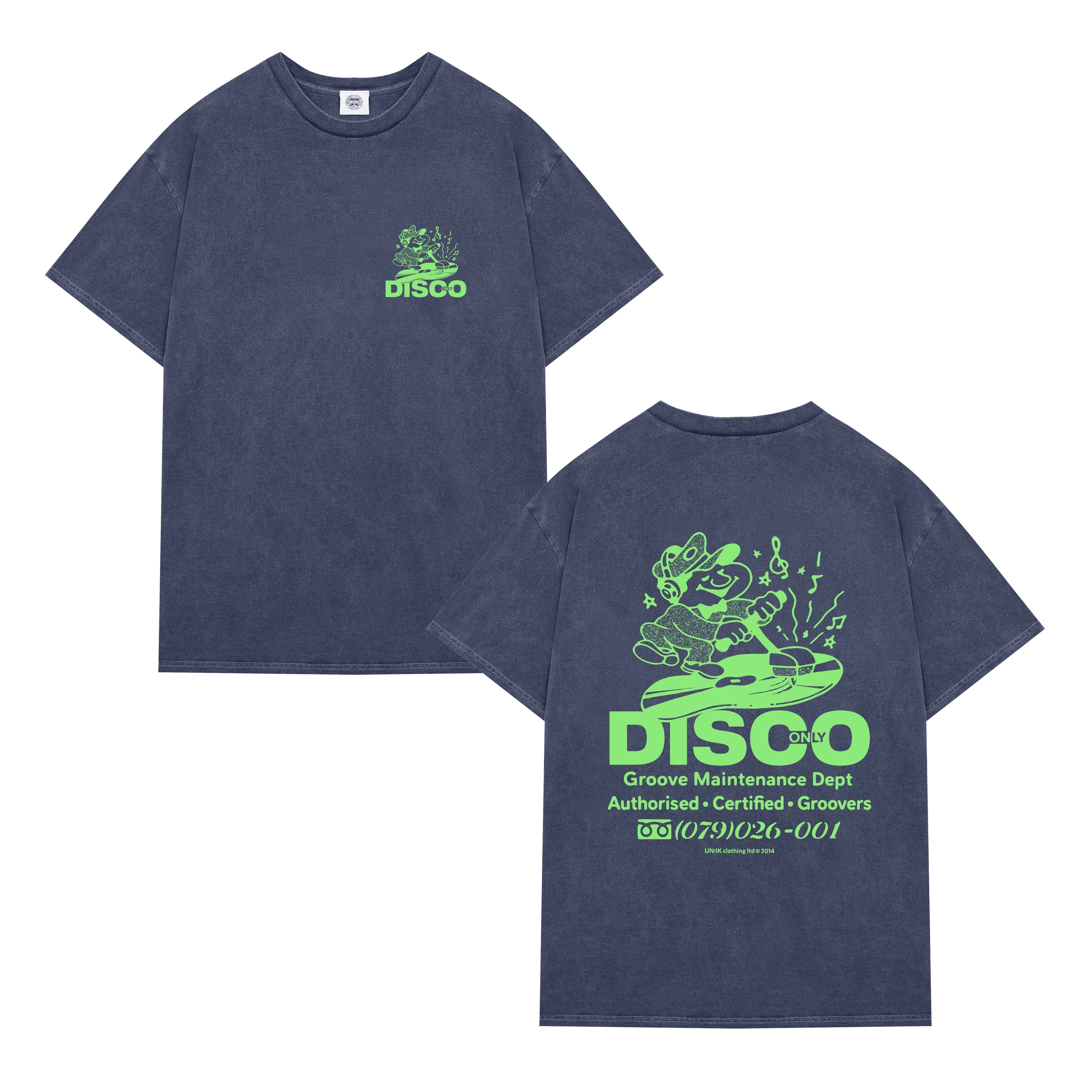 DISCO ONLY 'Groove Maintenance' Tee - Washed Dark Navy
