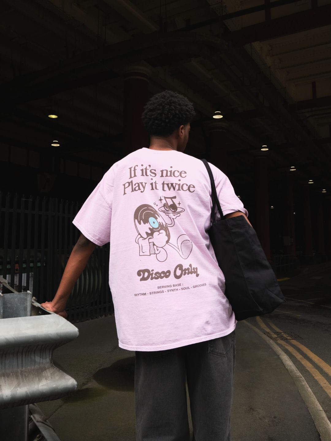 DISCO ONLY 'Play It Twice V2' Tee - Washed Light Pink