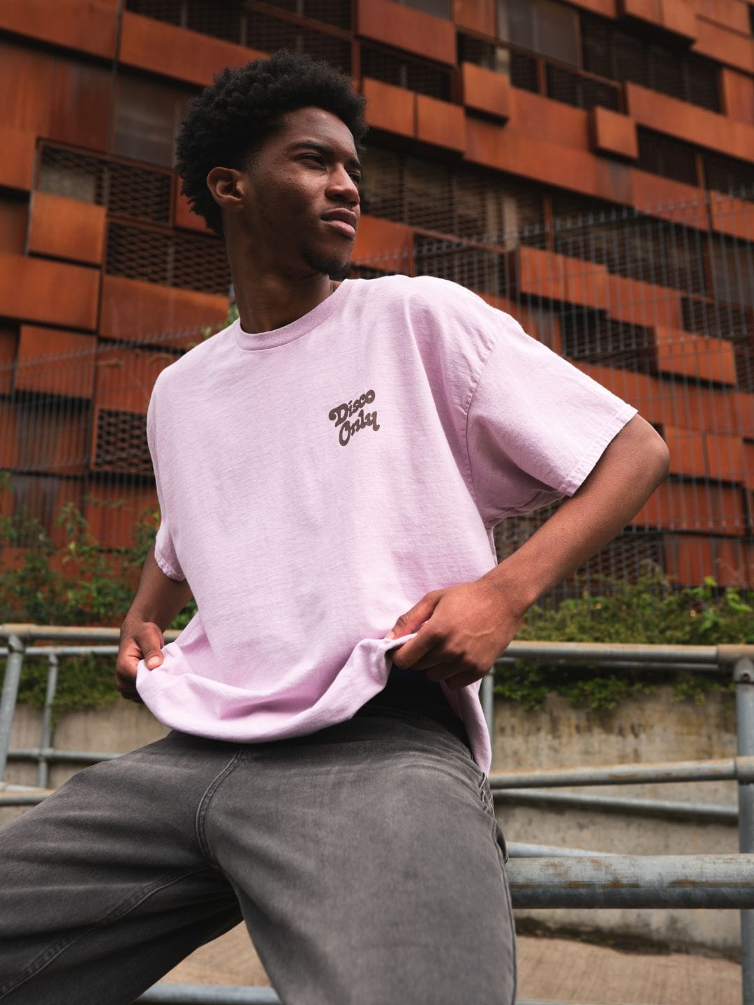 DISCO ONLY 'Play It Twice V2' Tee - Washed Light Pink