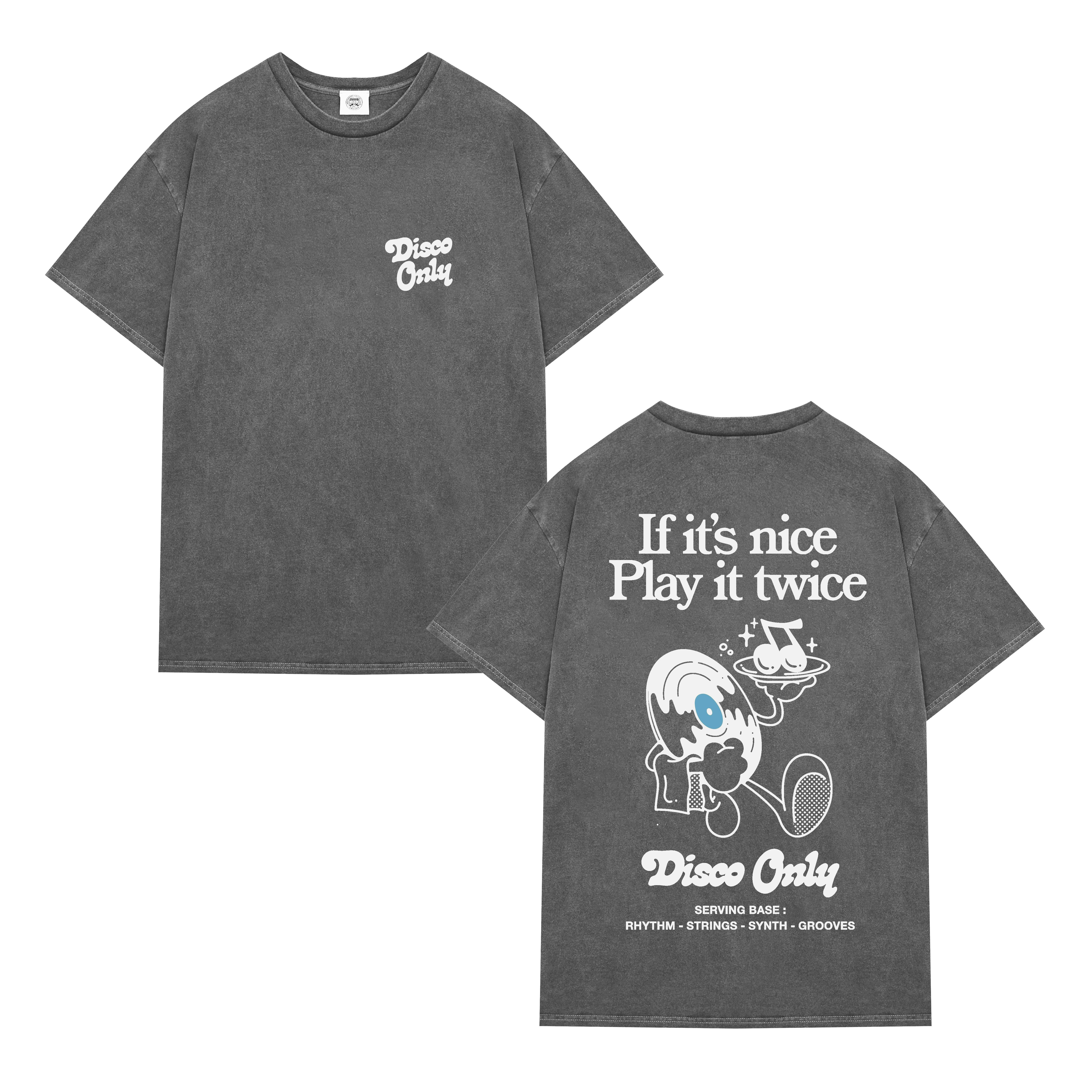 DISCO ONLY 'Play It Twice V2' Tee - Washed Black